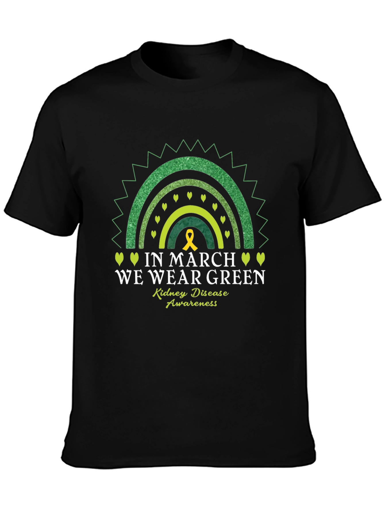 Kidney Disease Awareness Green Rainbow T-Shirt