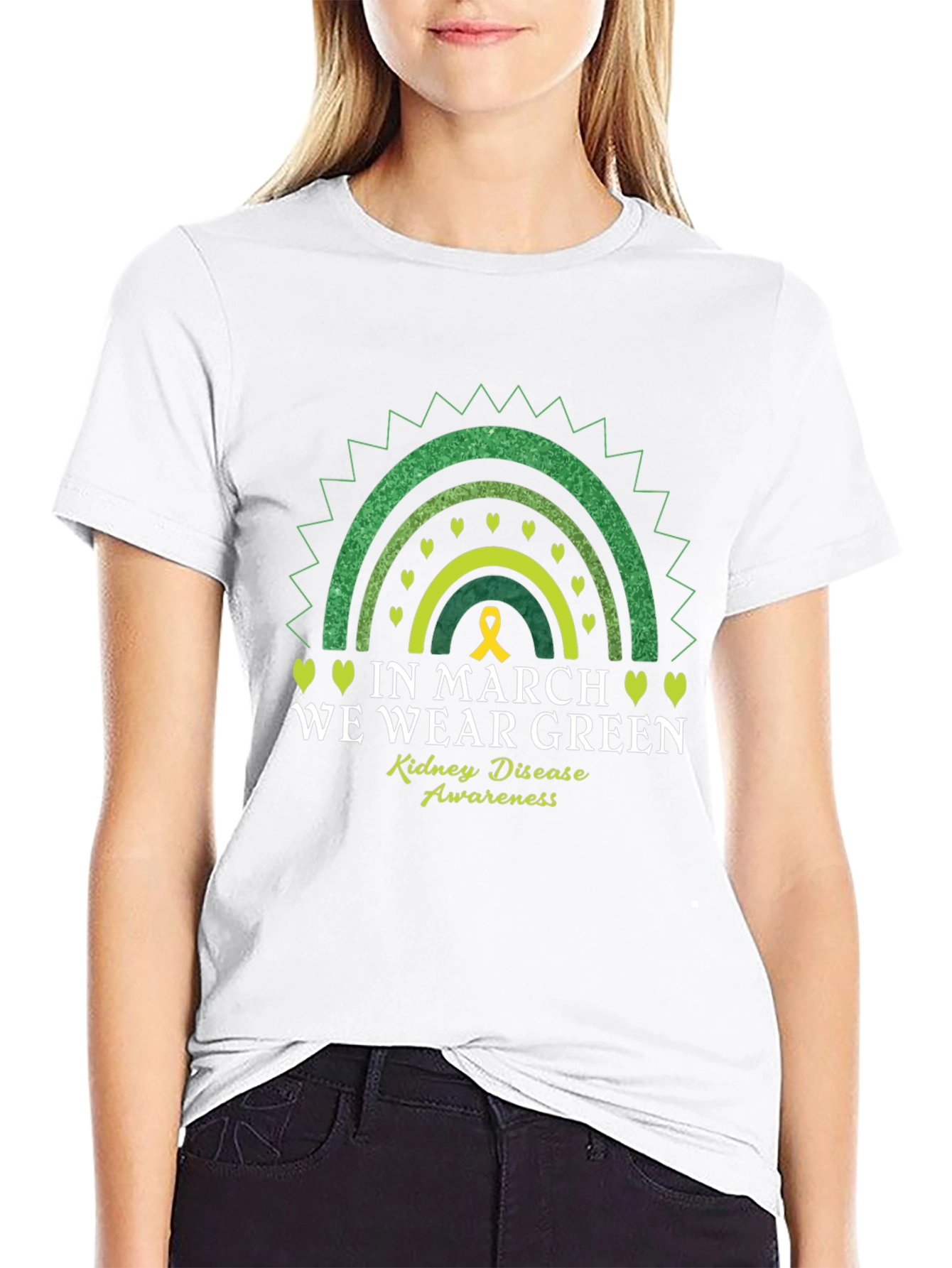 Kidney Disease Awareness Green Rainbow T-Shirt