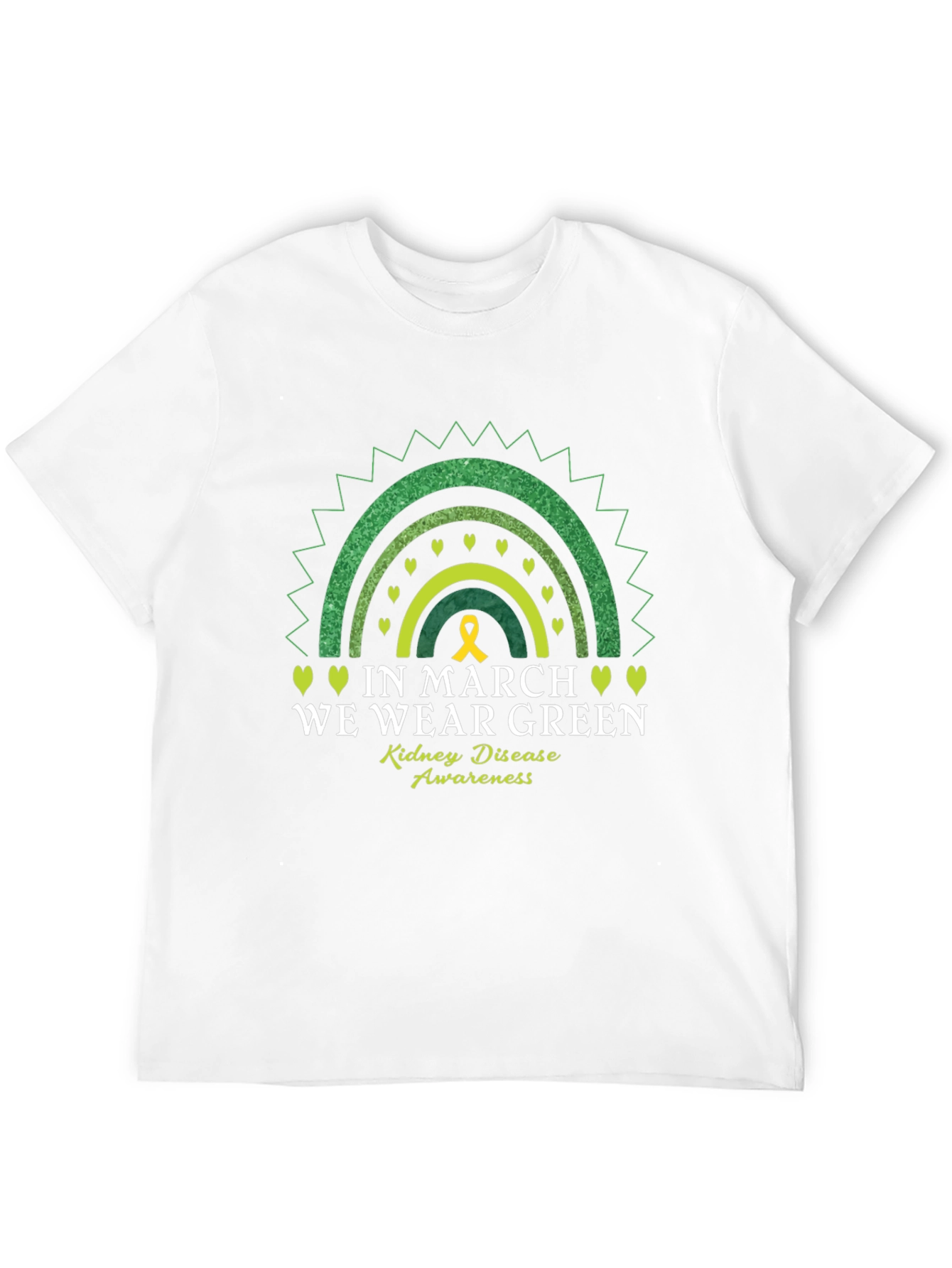 Kidney Disease Awareness Green Rainbow T-Shirt