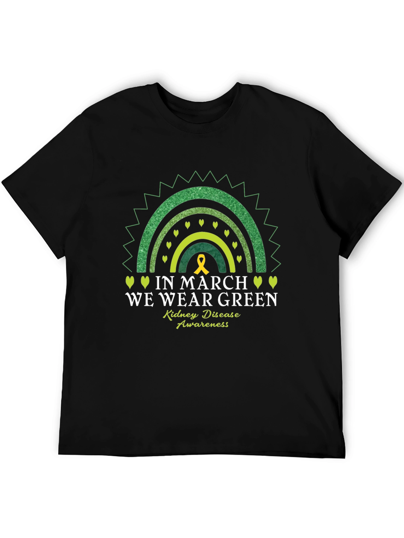 Kidney Disease Awareness Green Rainbow T-Shirt