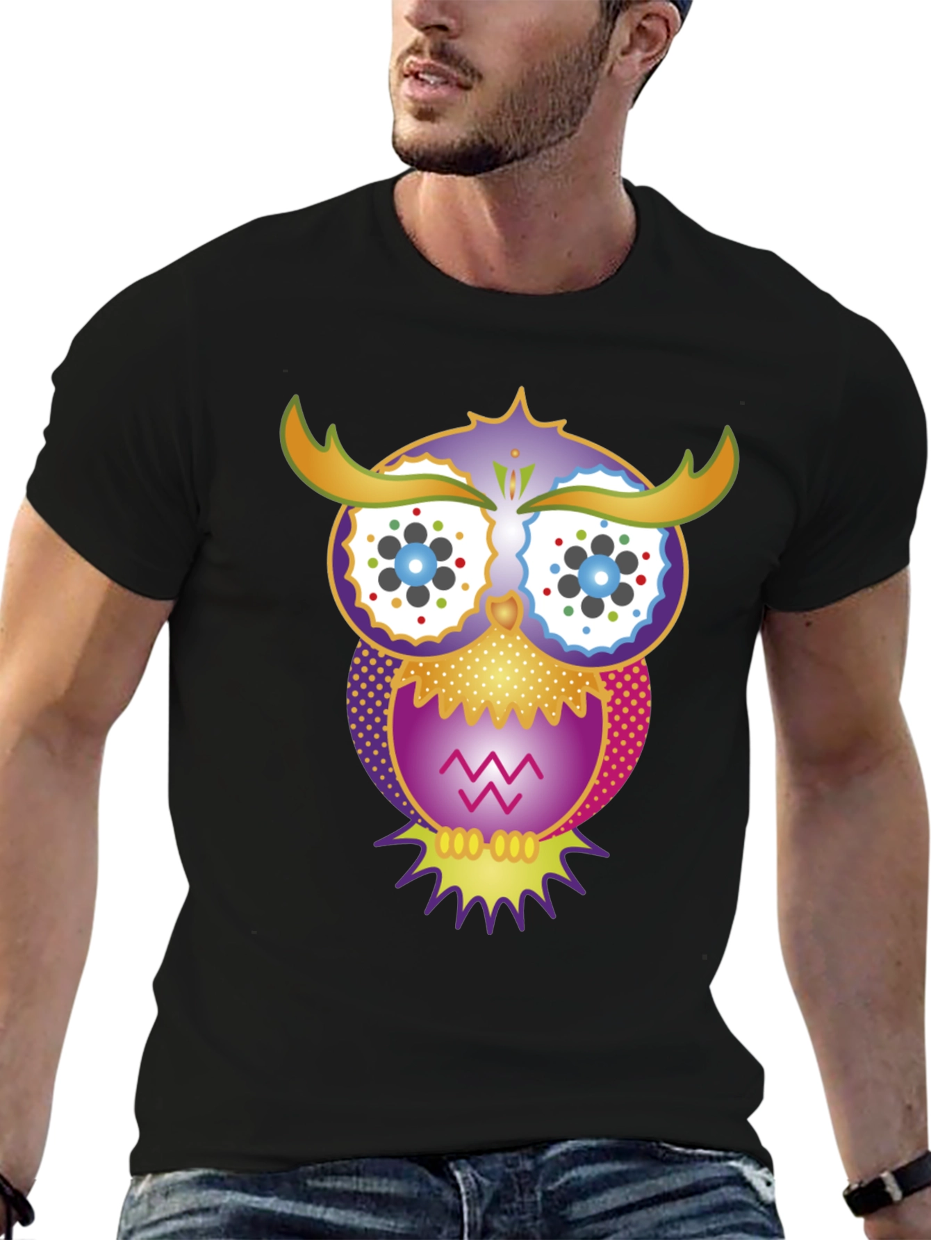 Owl Graphic Print Mens T-Shirt