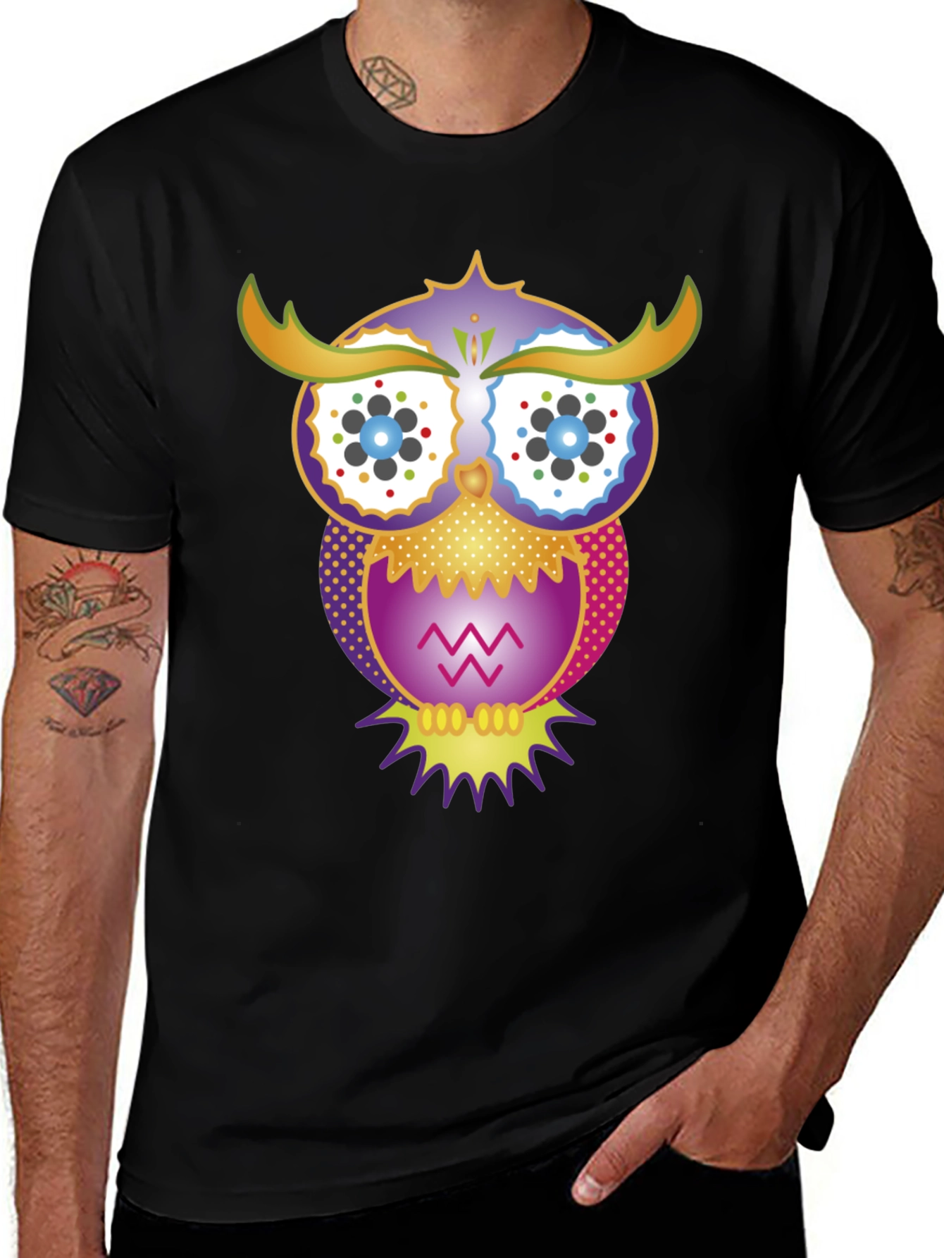 Owl Graphic Print Mens T-Shirt