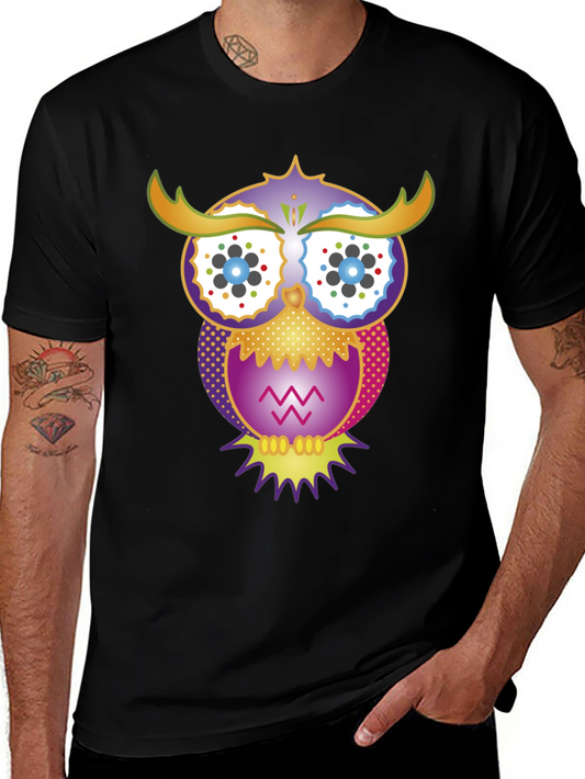 Owl Graphic Print Mens T-Shirt