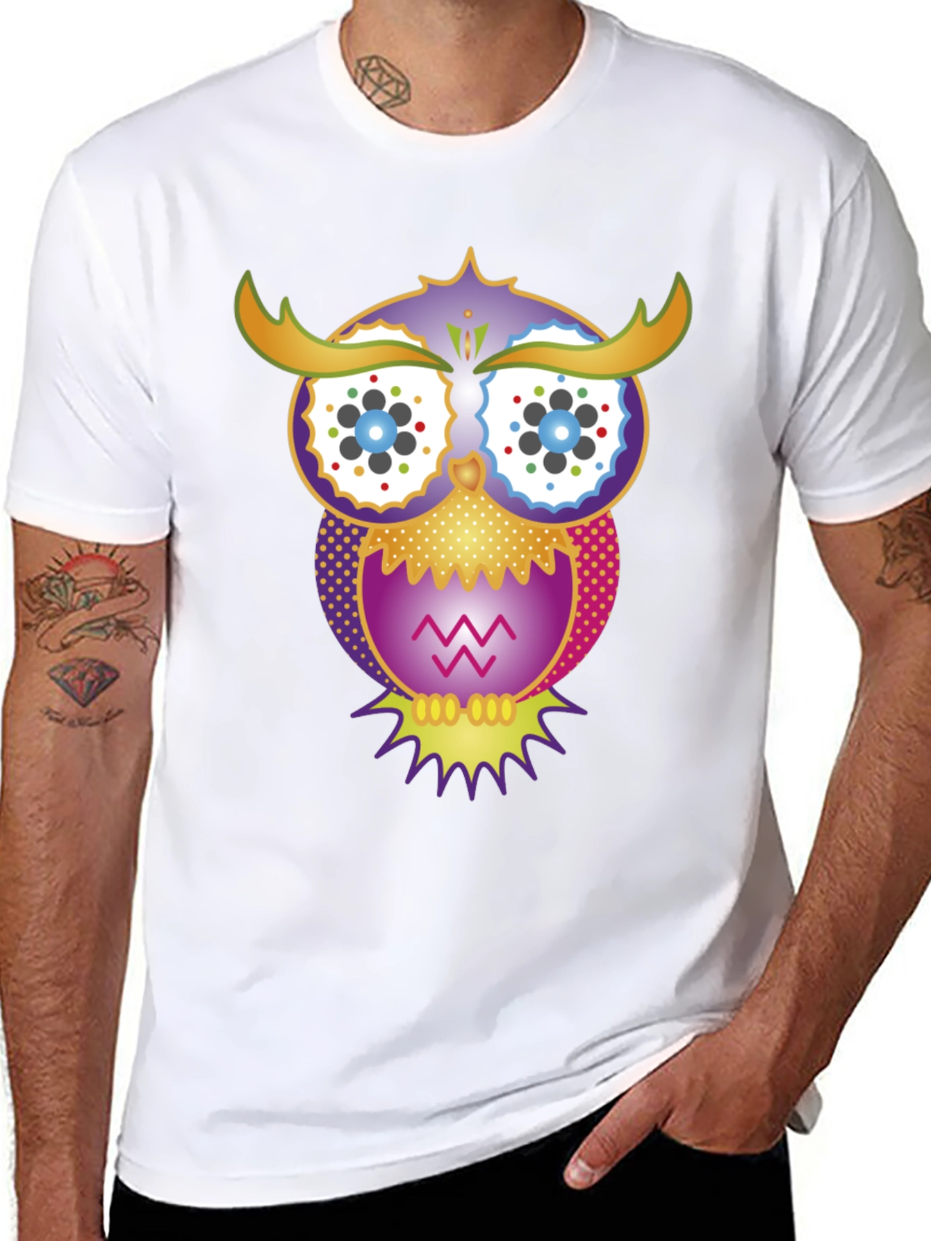 Owl Graphic Print Mens T-Shirt