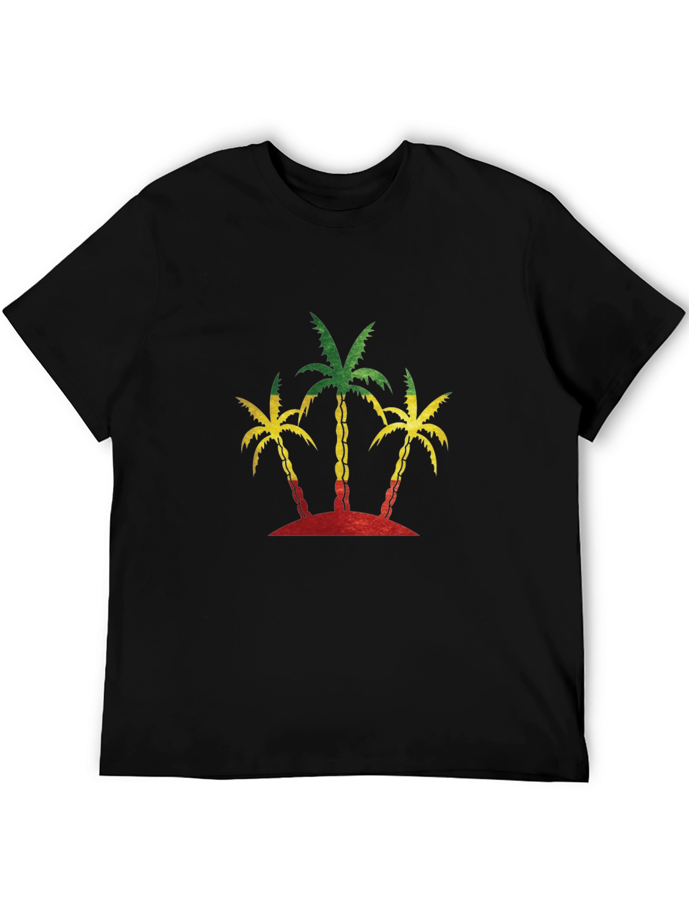 Rasta Palm Tree Graphic Black T-Shirt