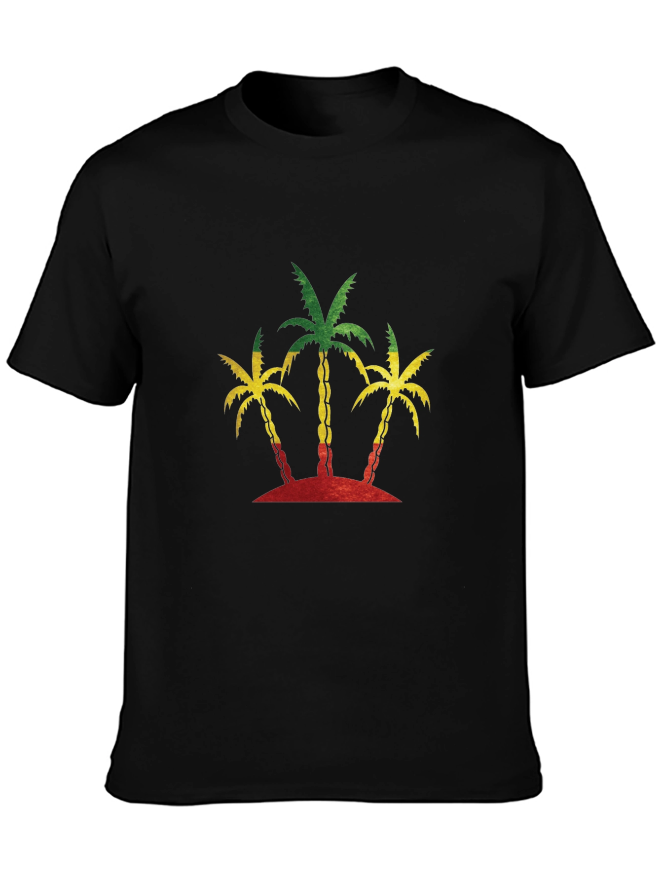 Rasta Palm Tree Graphic Black T-Shirt