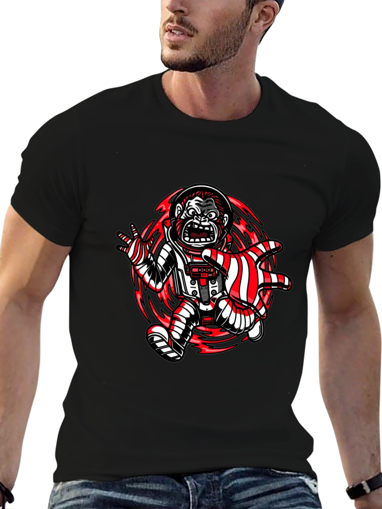 Gorilla Astronaut Graphic Print T-Shirt