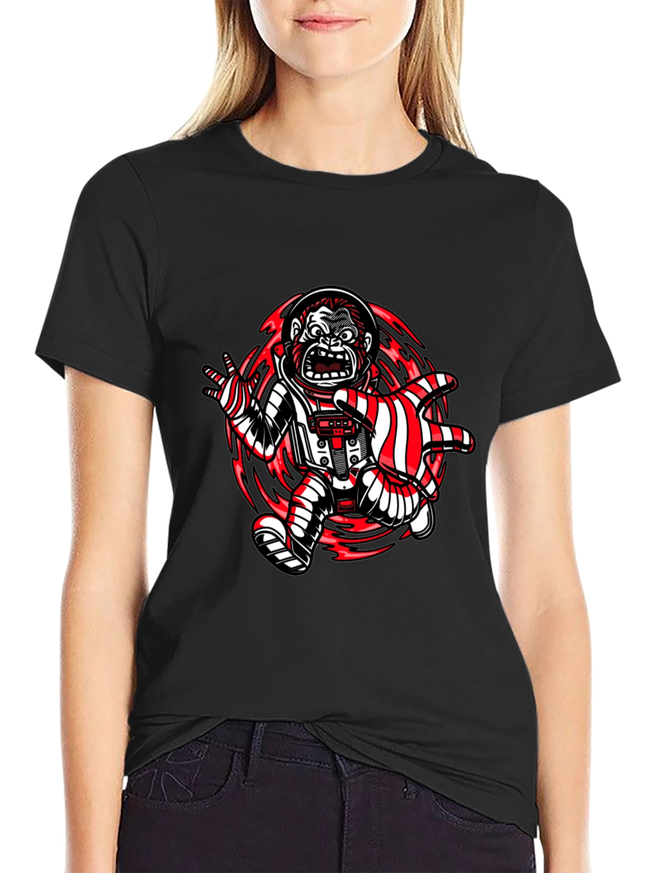Gorilla Astronaut Graphic Print T-Shirt