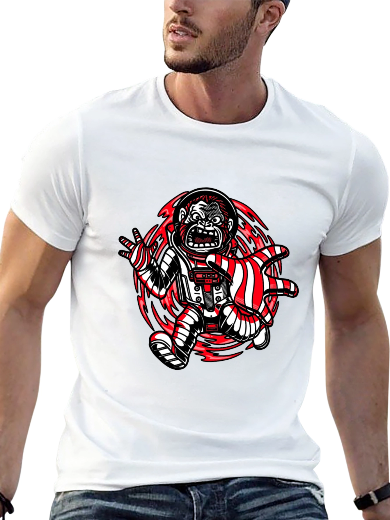 Gorilla Astronaut Graphic Print T-Shirt