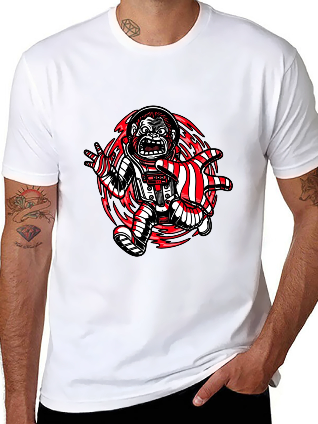 Gorilla Astronaut Graphic Print T-Shirt