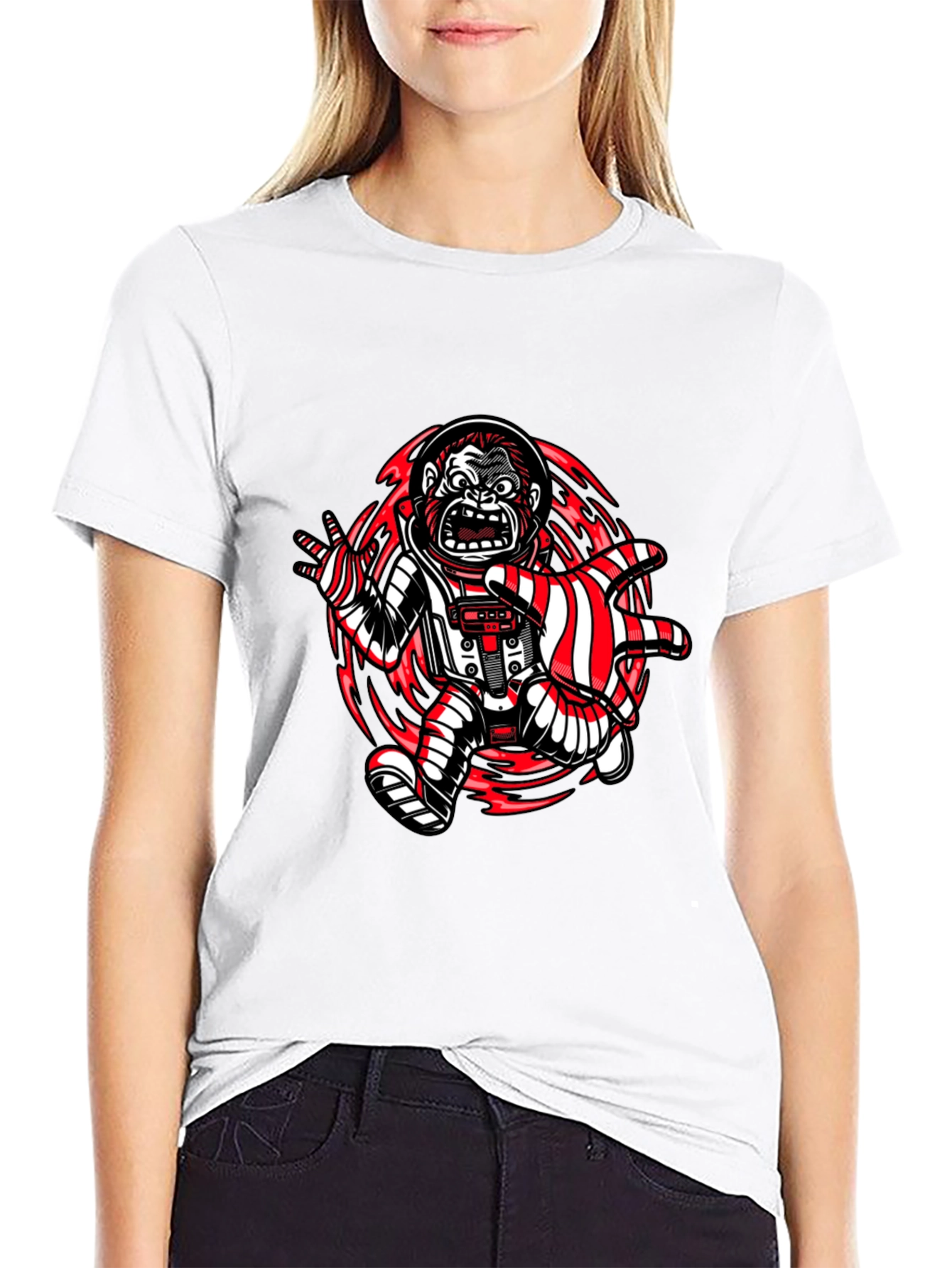 Gorilla Astronaut Graphic Print T-Shirt