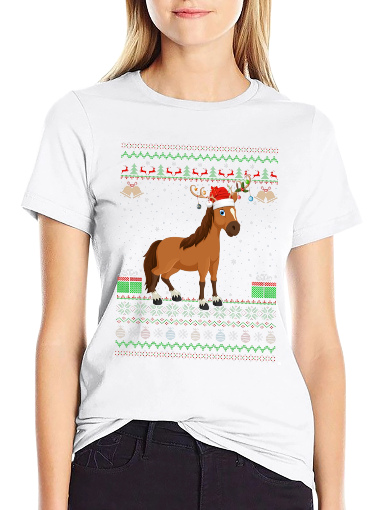 Christmas Horse Ugly Sweater T-Shirt
