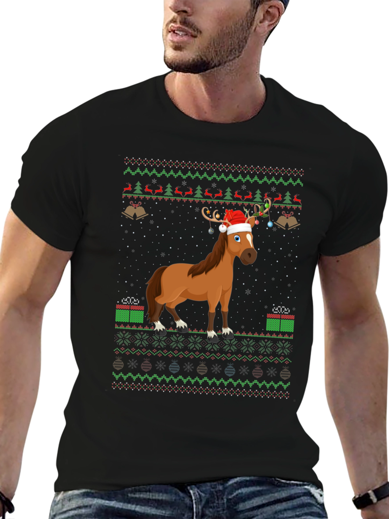 Christmas Horse Ugly Sweater T-Shirt