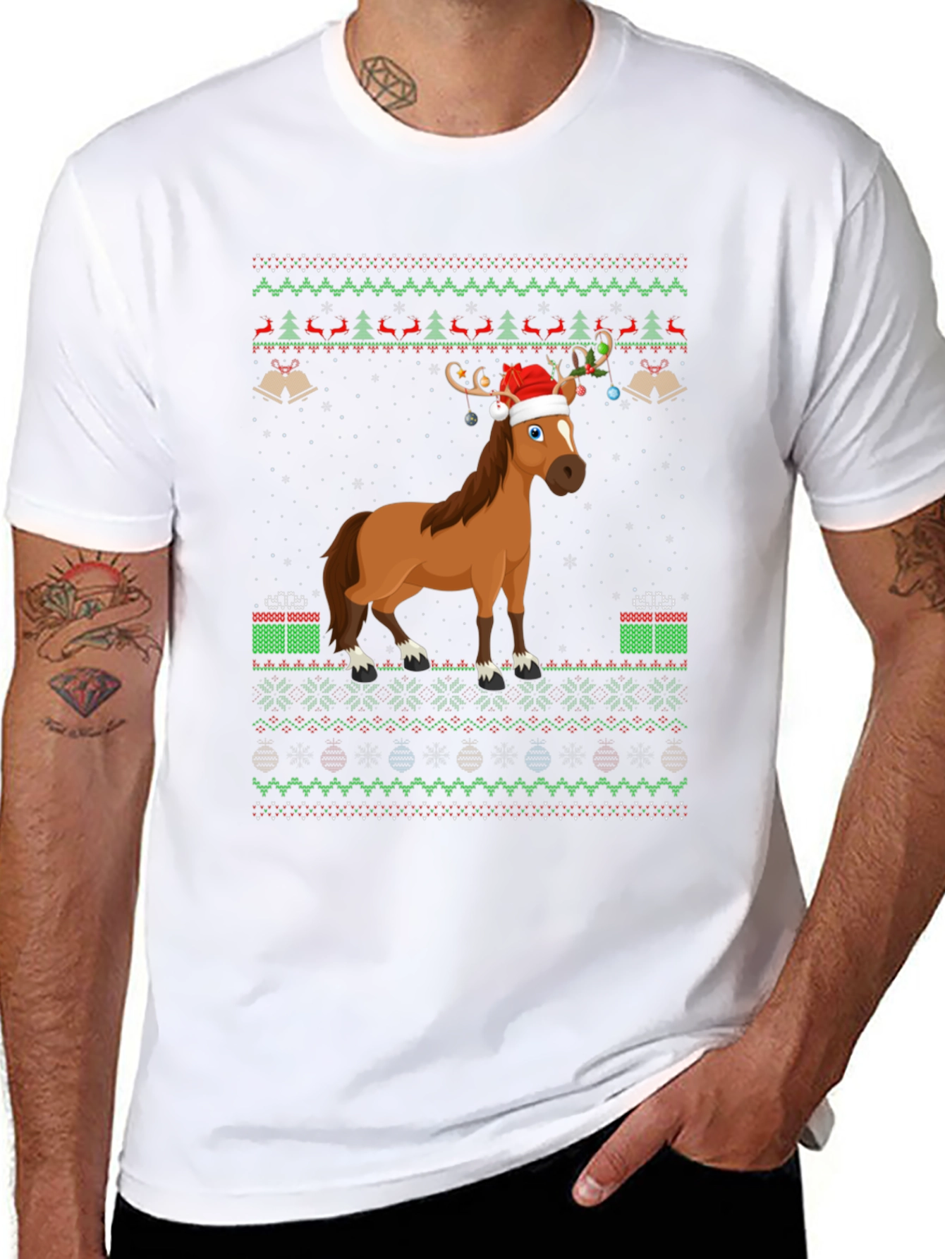 Christmas Horse Ugly Sweater T-Shirt