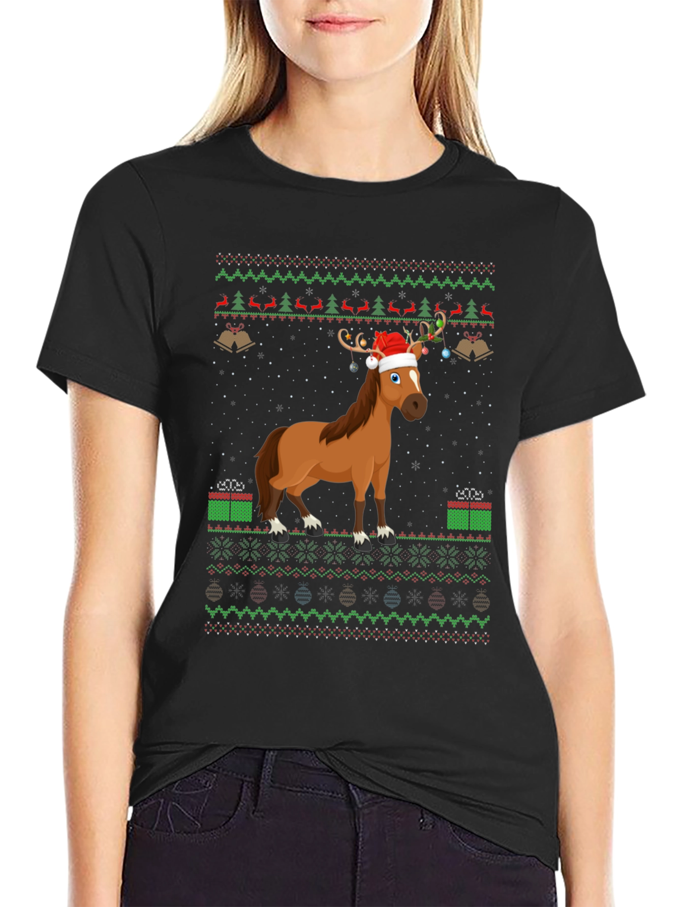 Christmas Horse Ugly Sweater T-Shirt