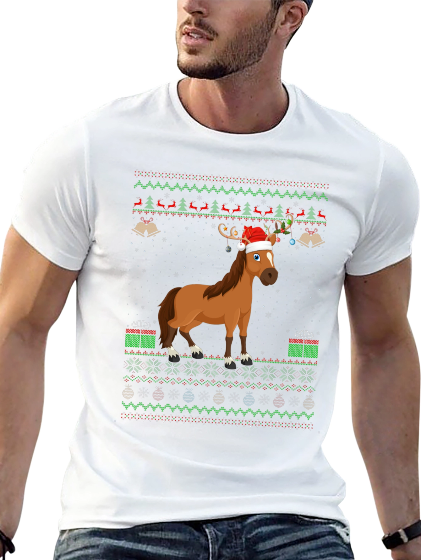 Christmas Horse Ugly Sweater T-Shirt