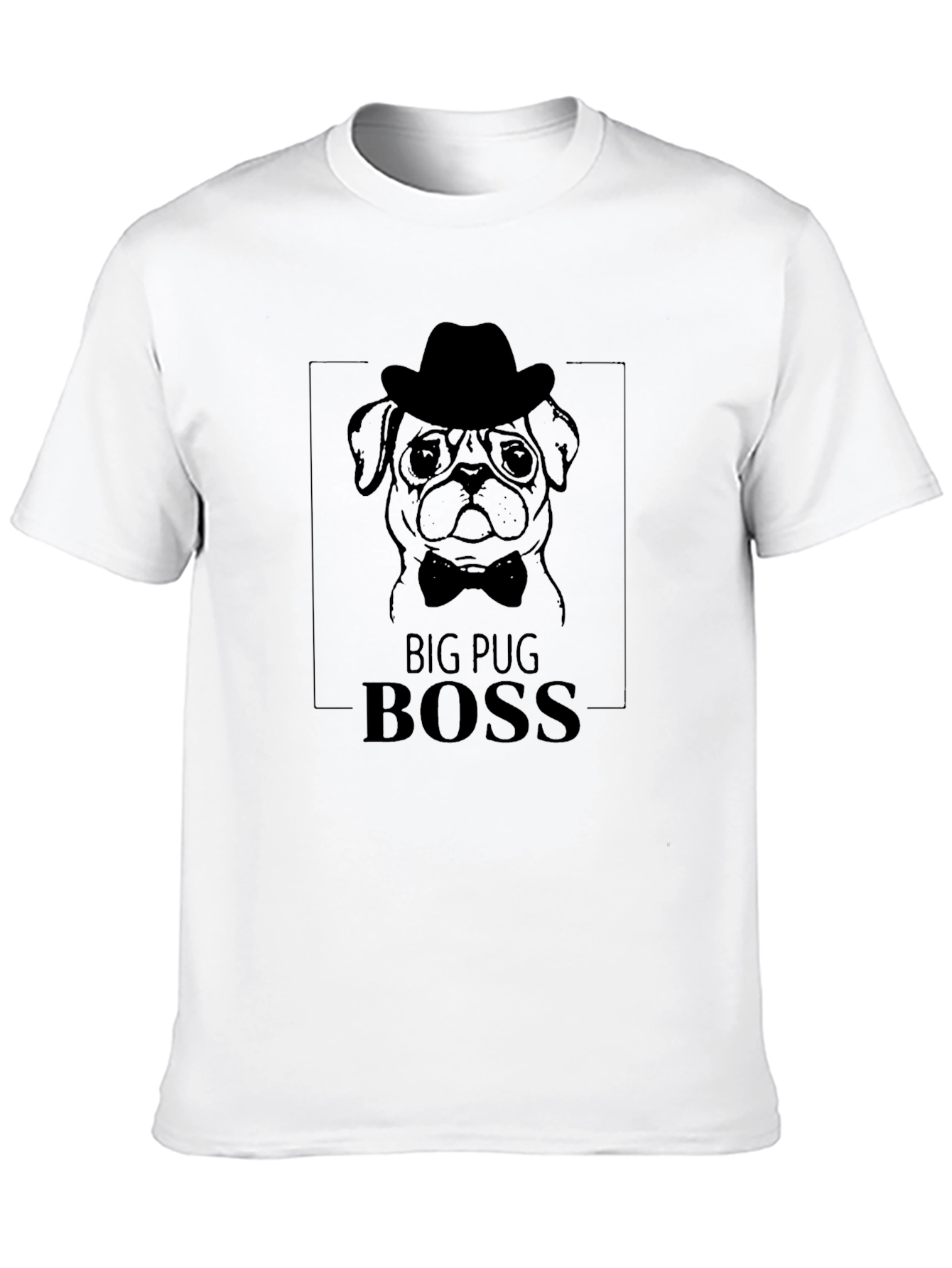 Big Pug Boss Graphic Tee - Black Cotton T-Shirt