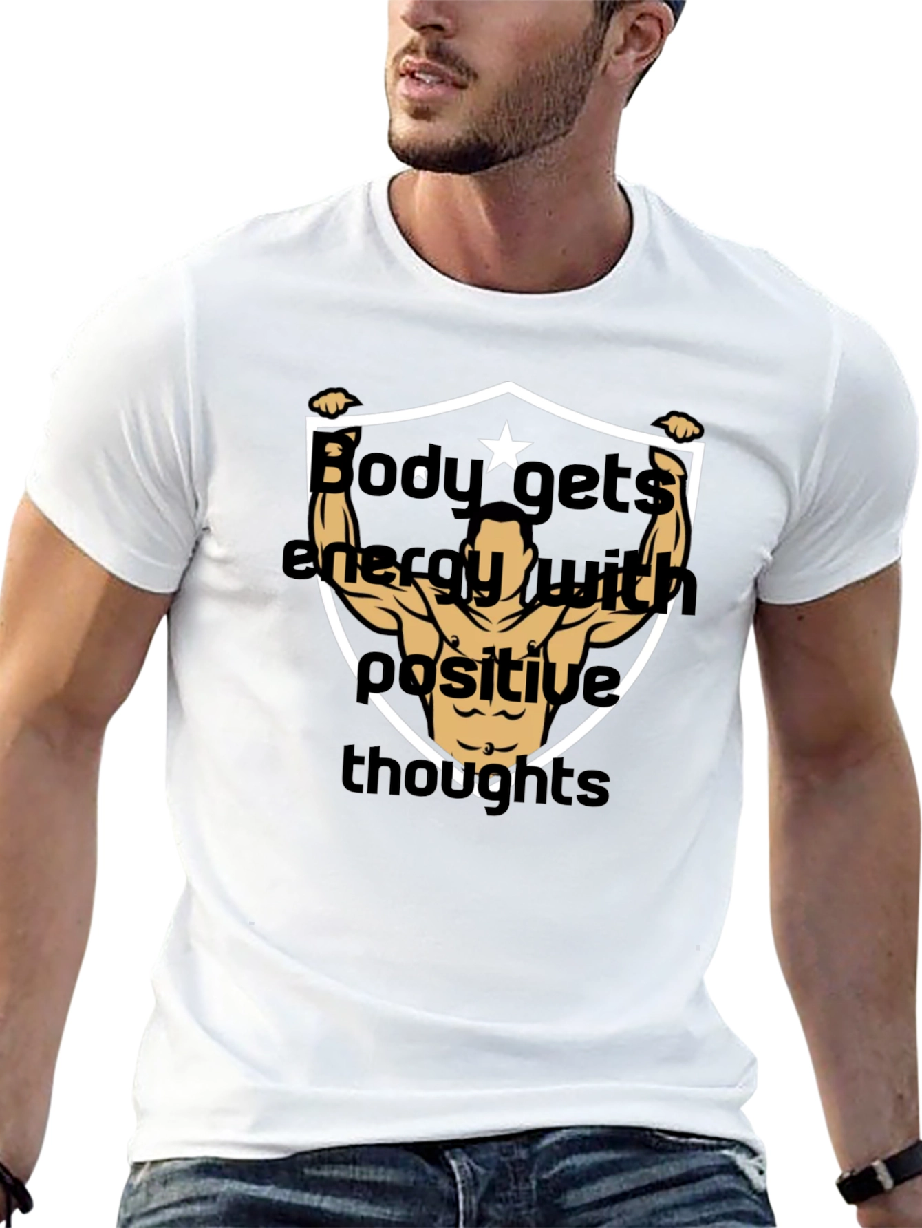 Motivational Bodybuilding T-Shirt - Positive Energy Design