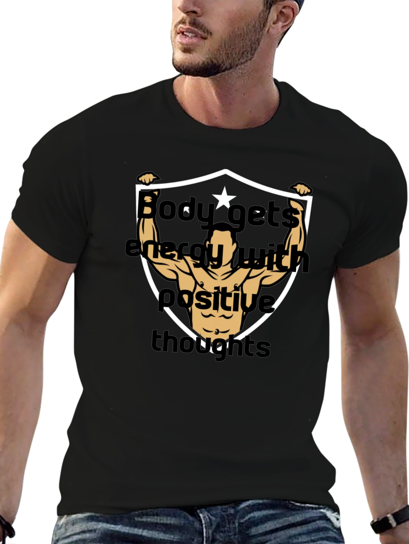 Motivational Bodybuilding T-Shirt - Positive Energy Design