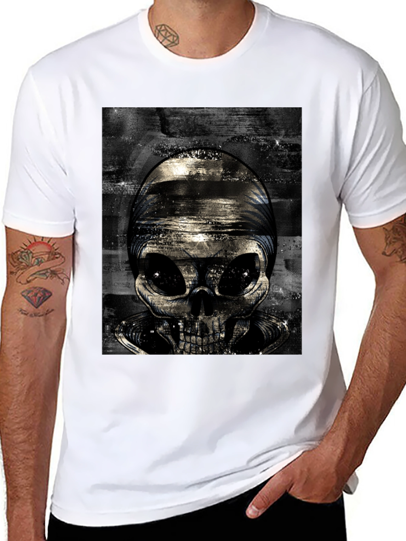 Alien Skull Graphic T-Shirt - Black