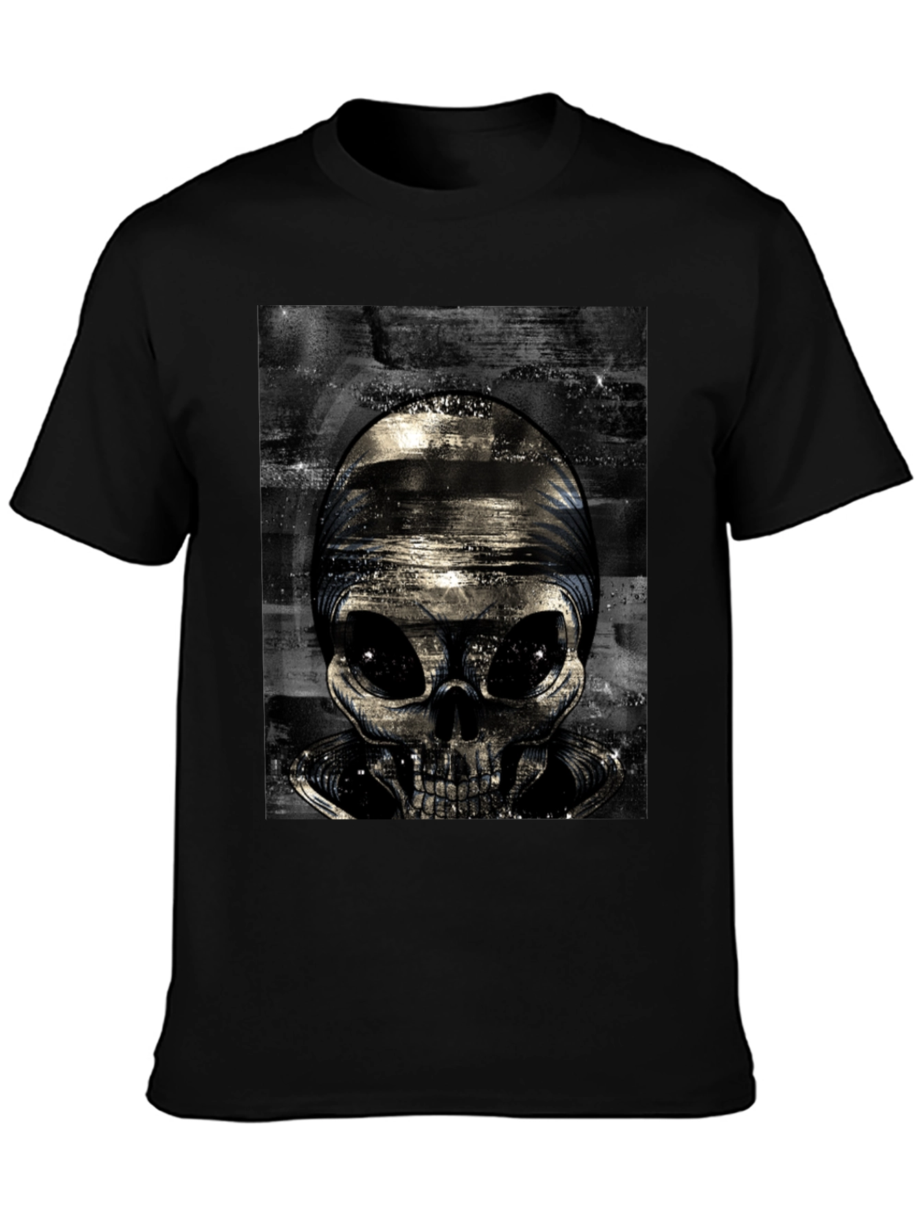 Alien Skull Graphic T-Shirt - Black