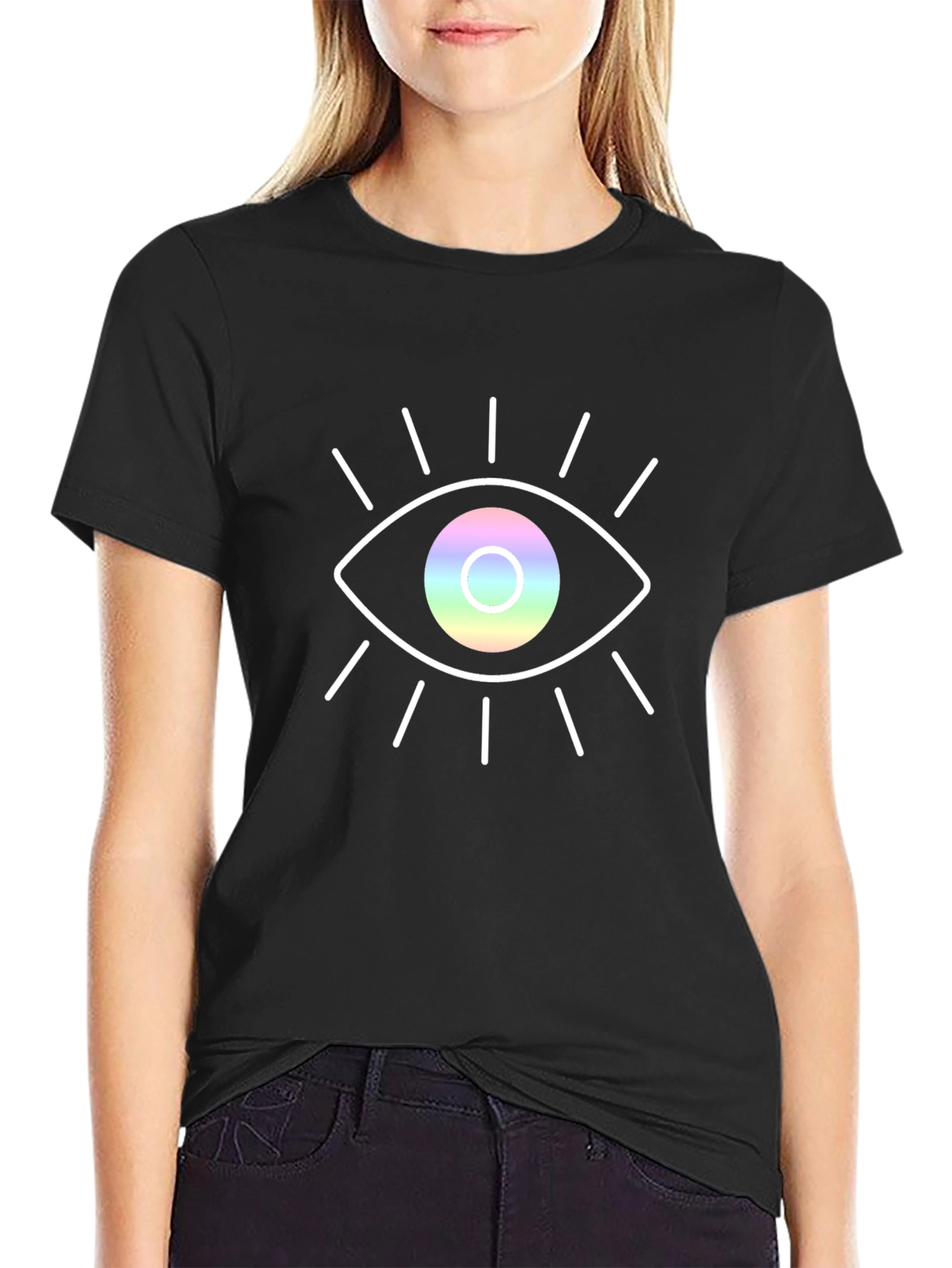 Rainbow Eye Graphic Black T-Shirt