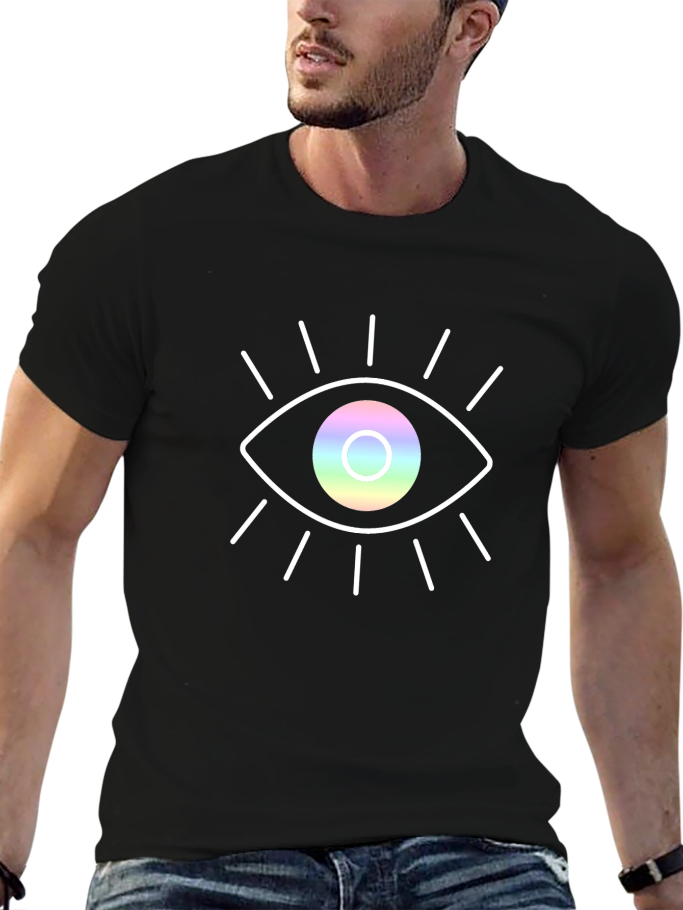 Rainbow Eye Graphic Black T-Shirt