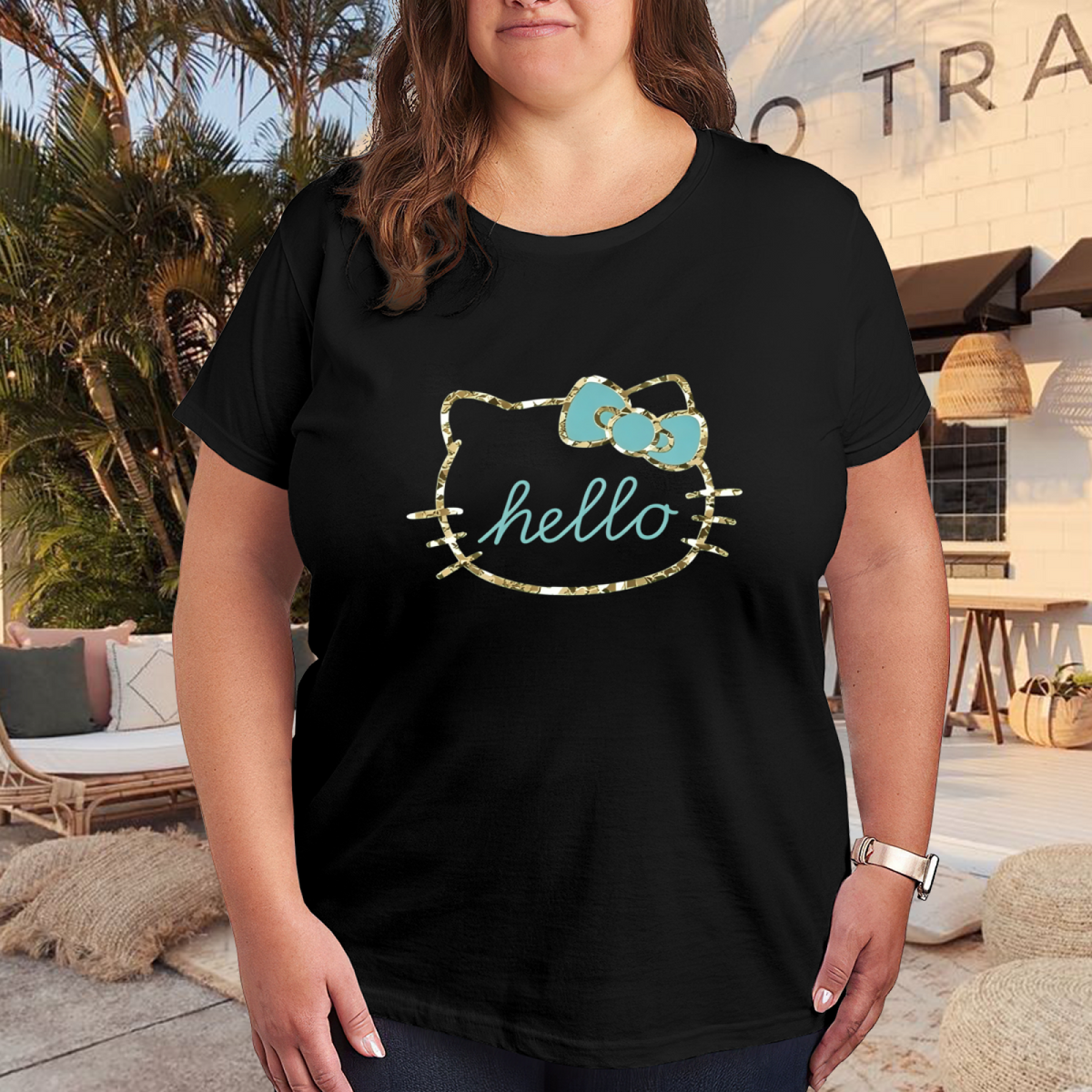 Stylish Minimalist Pattern Casual Plus Size Women T-Shirt