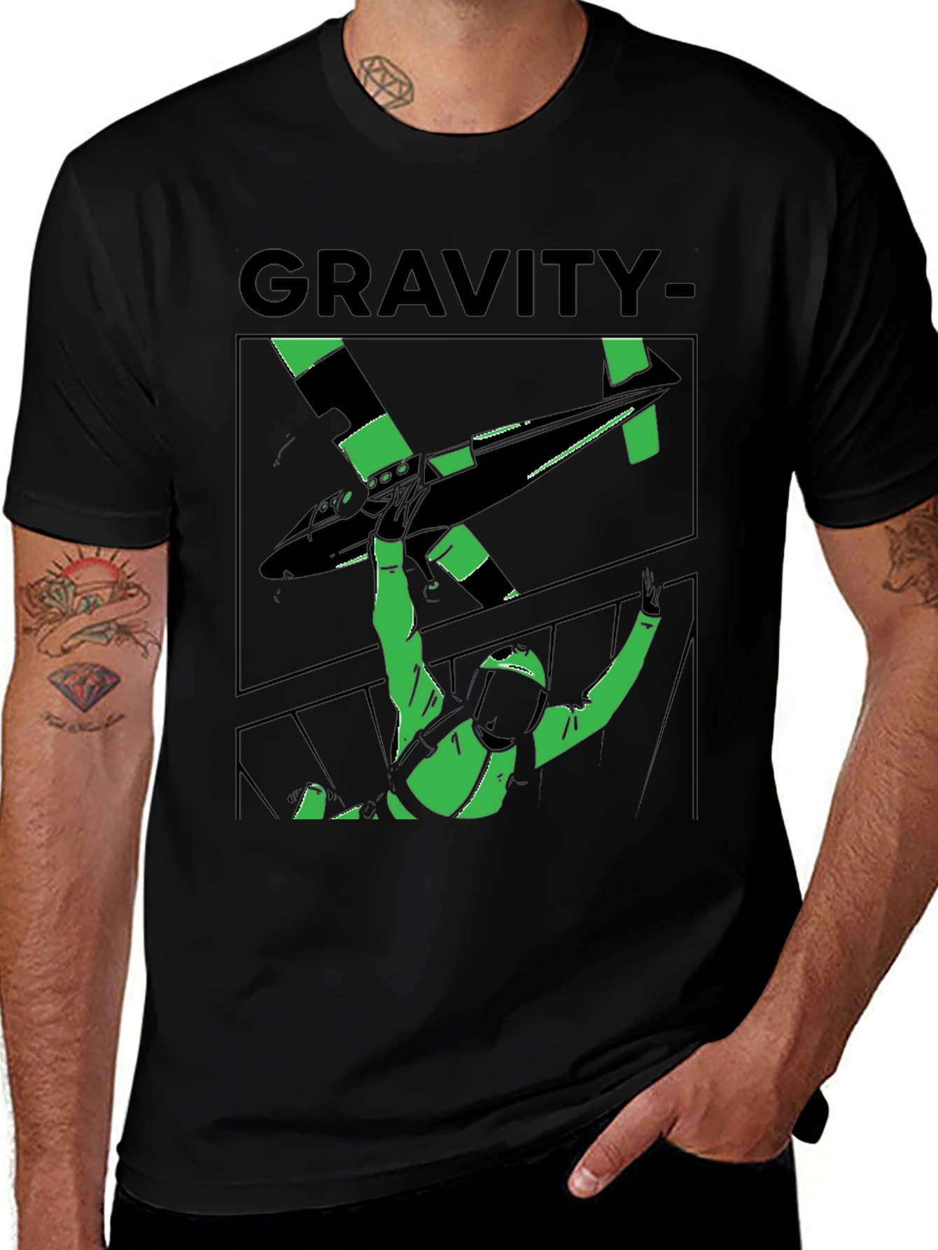Gravity Skydive T-Shirt - Black Graphic Tee