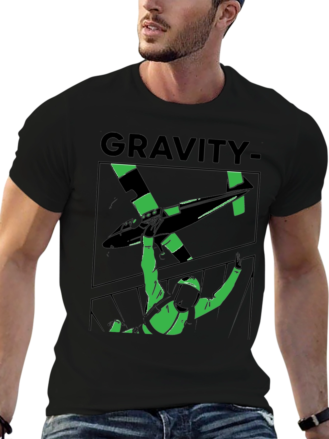 Gravity Skydive T-Shirt - Black Graphic Tee