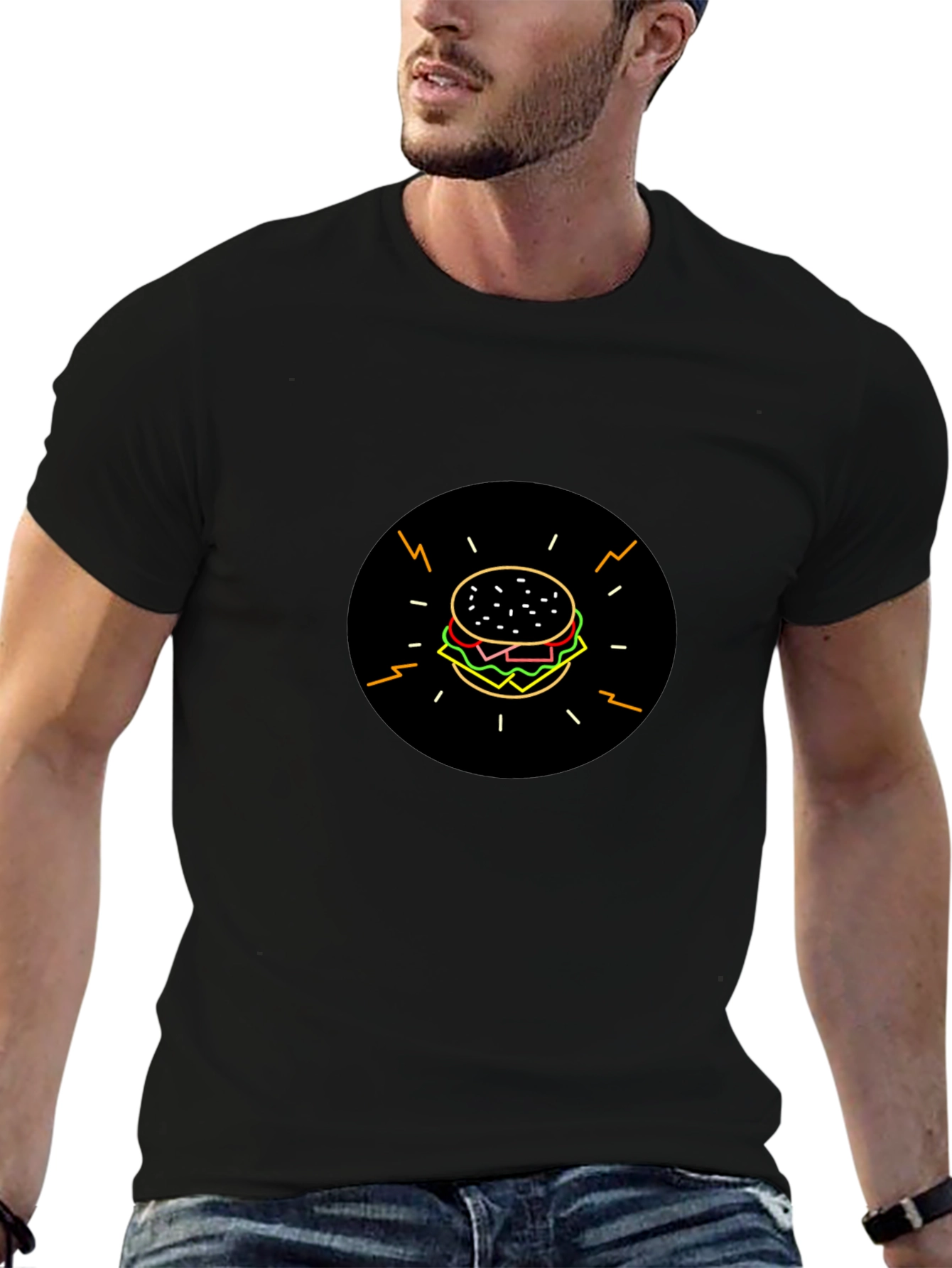 Burger Graphic Black T-Shirt - Stylish & Fun!