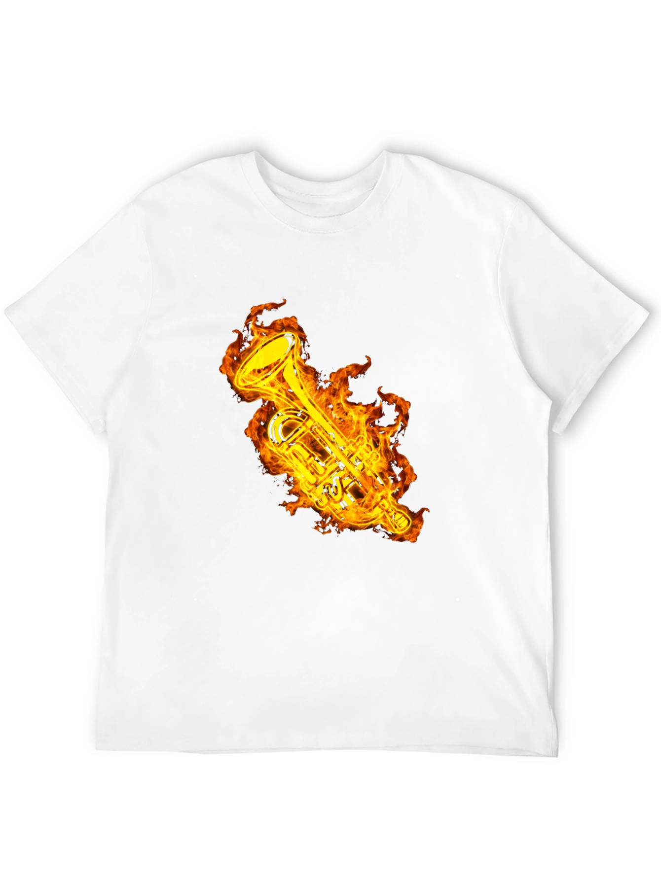 Fiery Trumpet Graphic T-Shirt - Black Cotton Tee