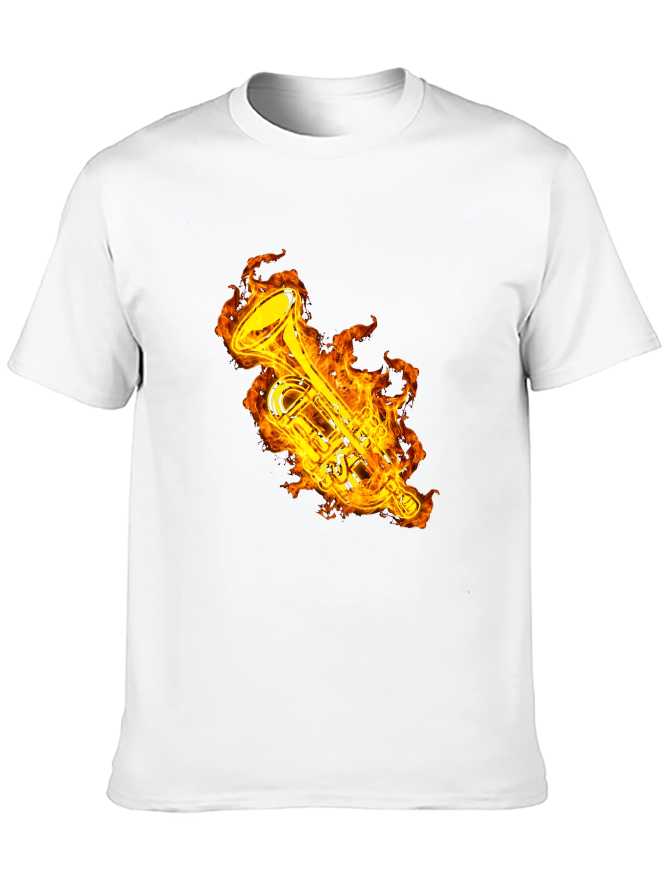 Fiery Trumpet Graphic T-Shirt - Black Cotton Tee