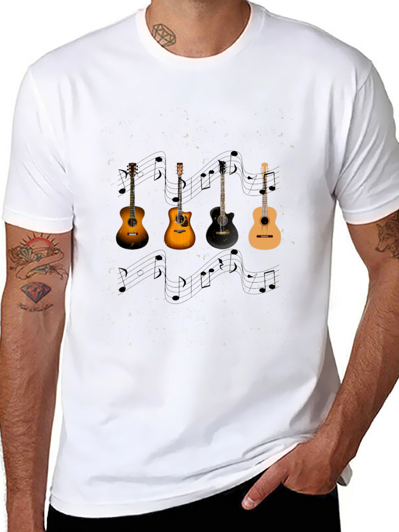 Guitar Music Notes Black Tee