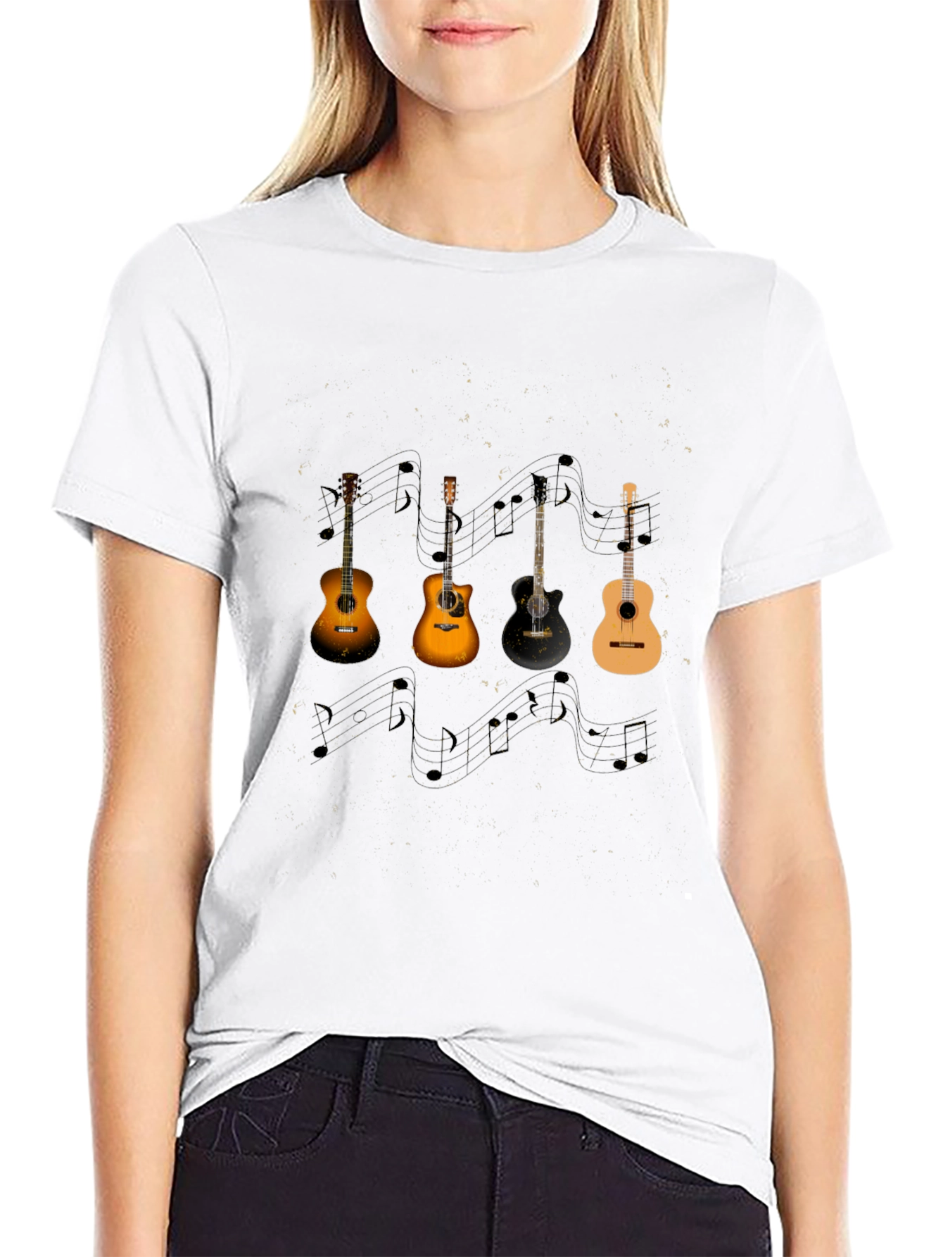 Guitar Music Notes Black Tee