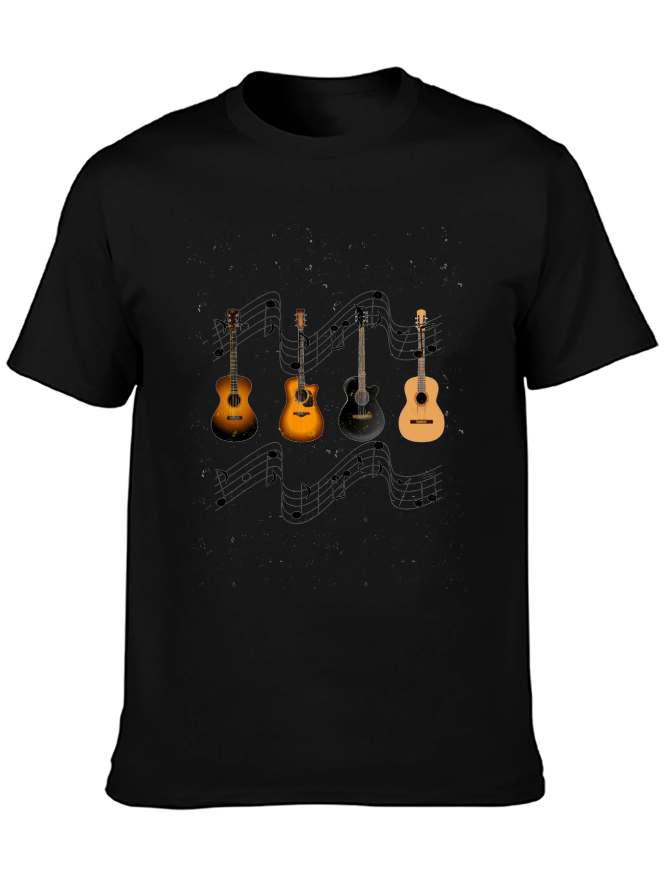 Guitar Music Notes Black Tee