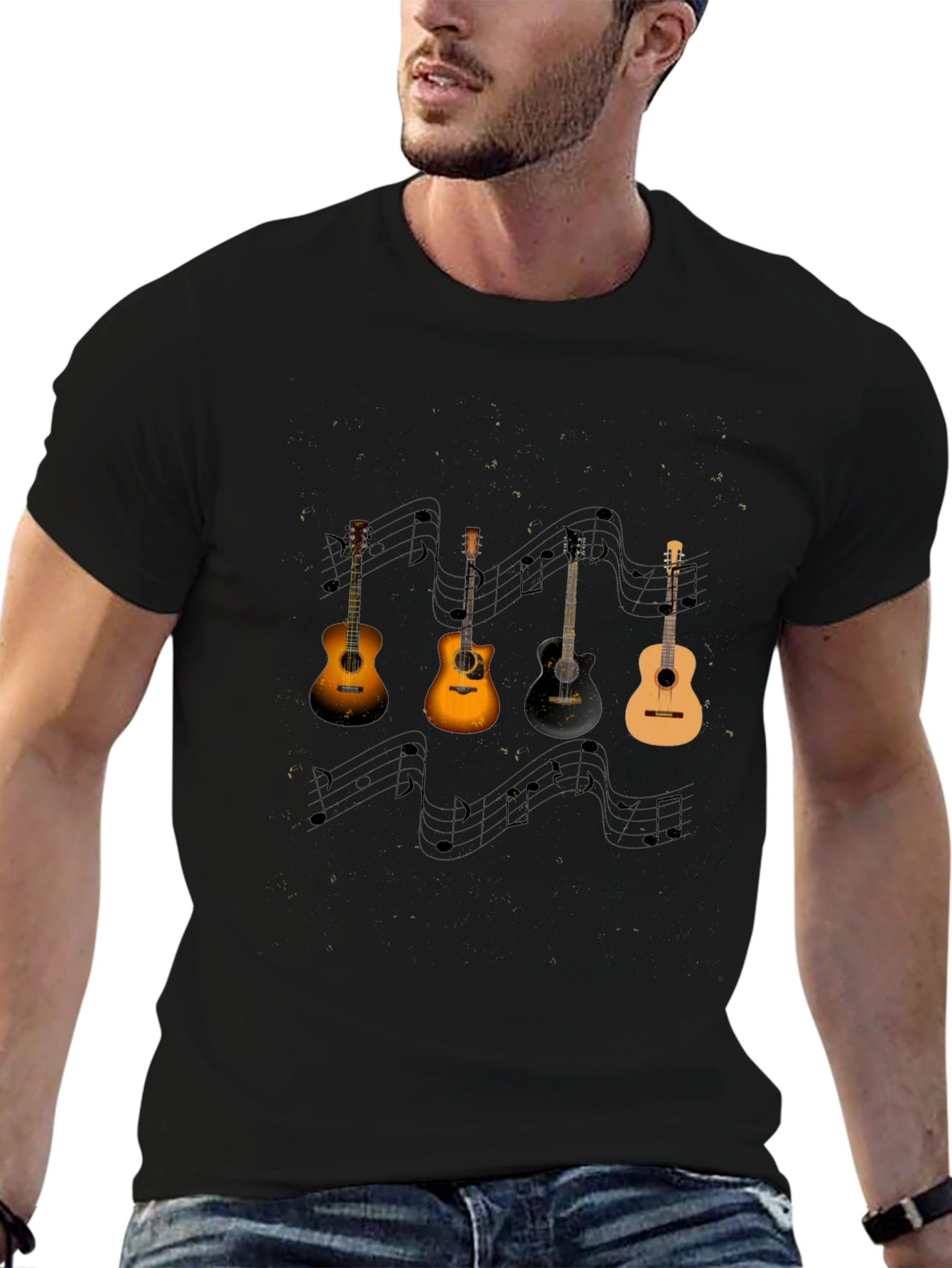 Guitar Music Notes Black Tee