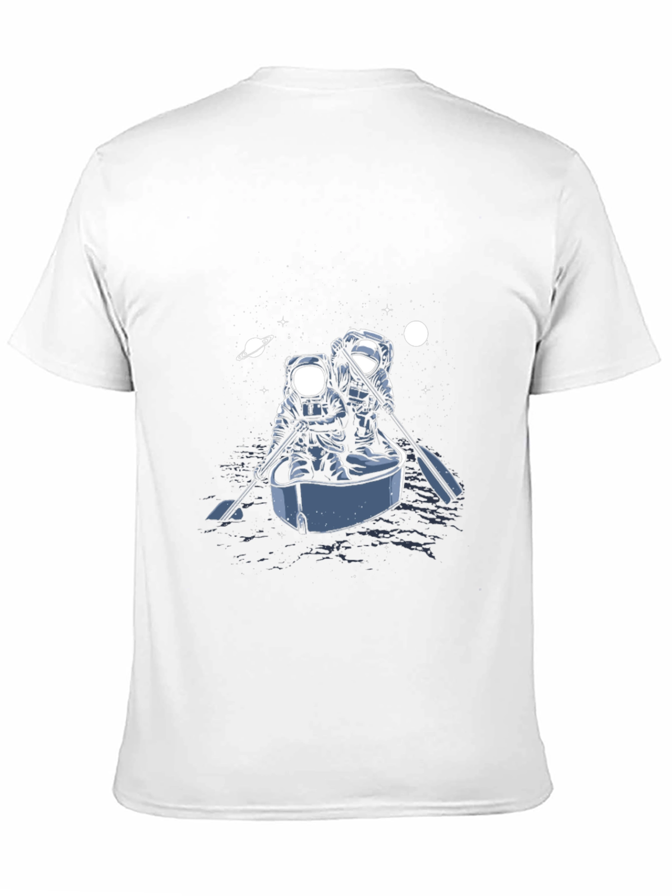 Astronauts in Boat Graphic Tee - Space Adventure Shirt