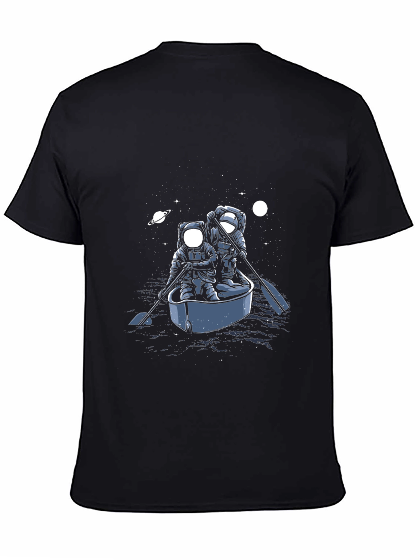 Astronauts in Boat Graphic Tee - Space Adventure Shirt