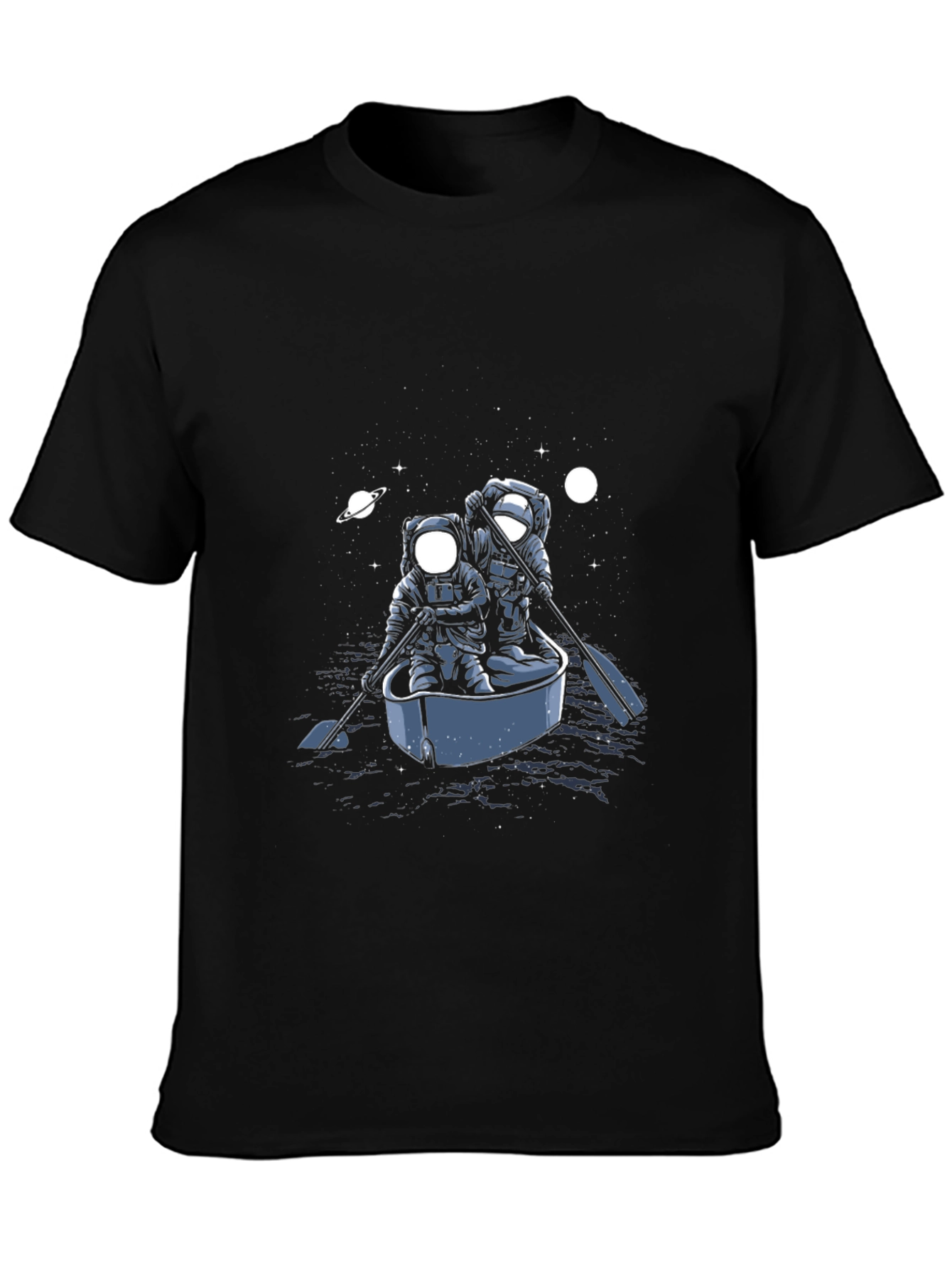 Astronauts in Boat Graphic Tee - Space Adventure Shirt