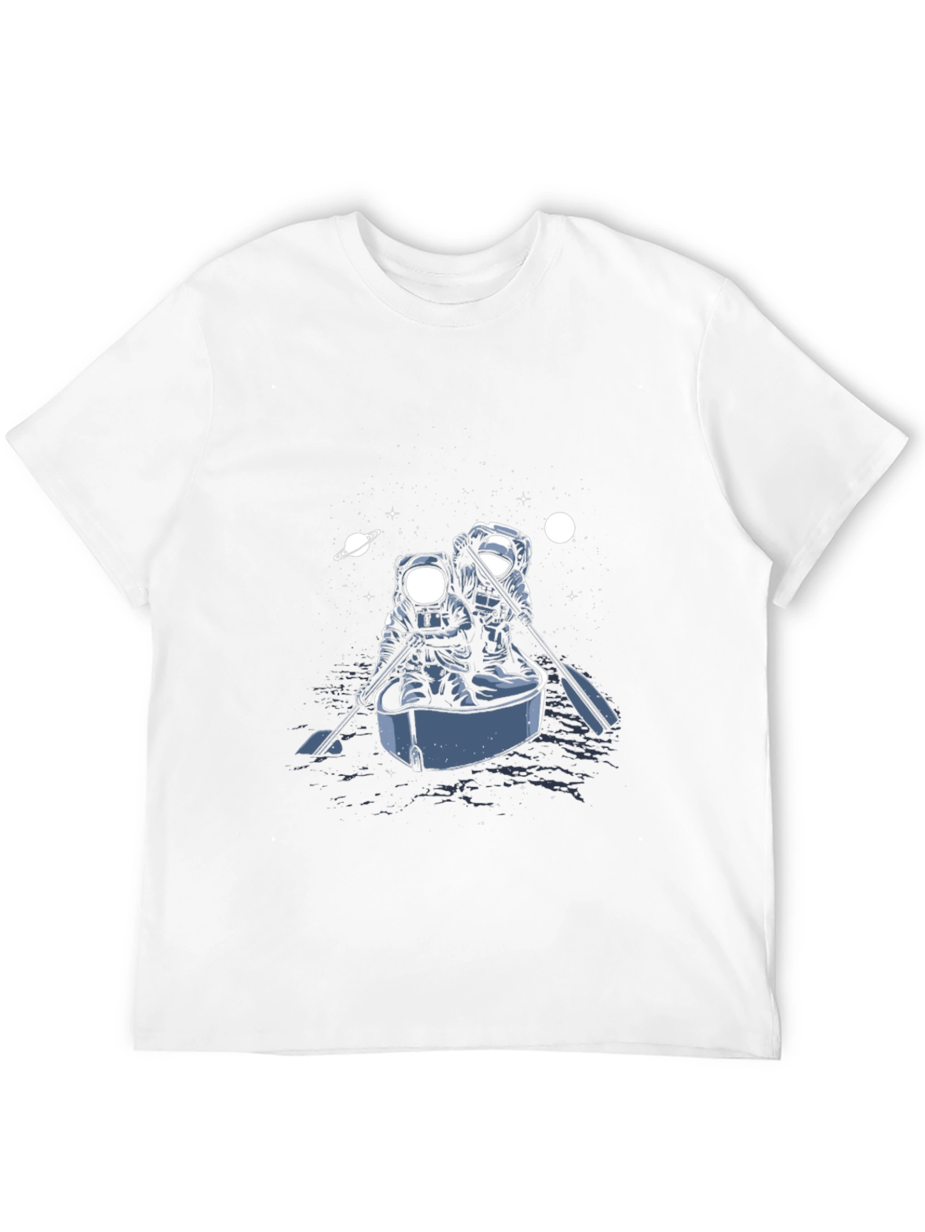 Astronauts in Boat Graphic Tee - Space Adventure Shirt