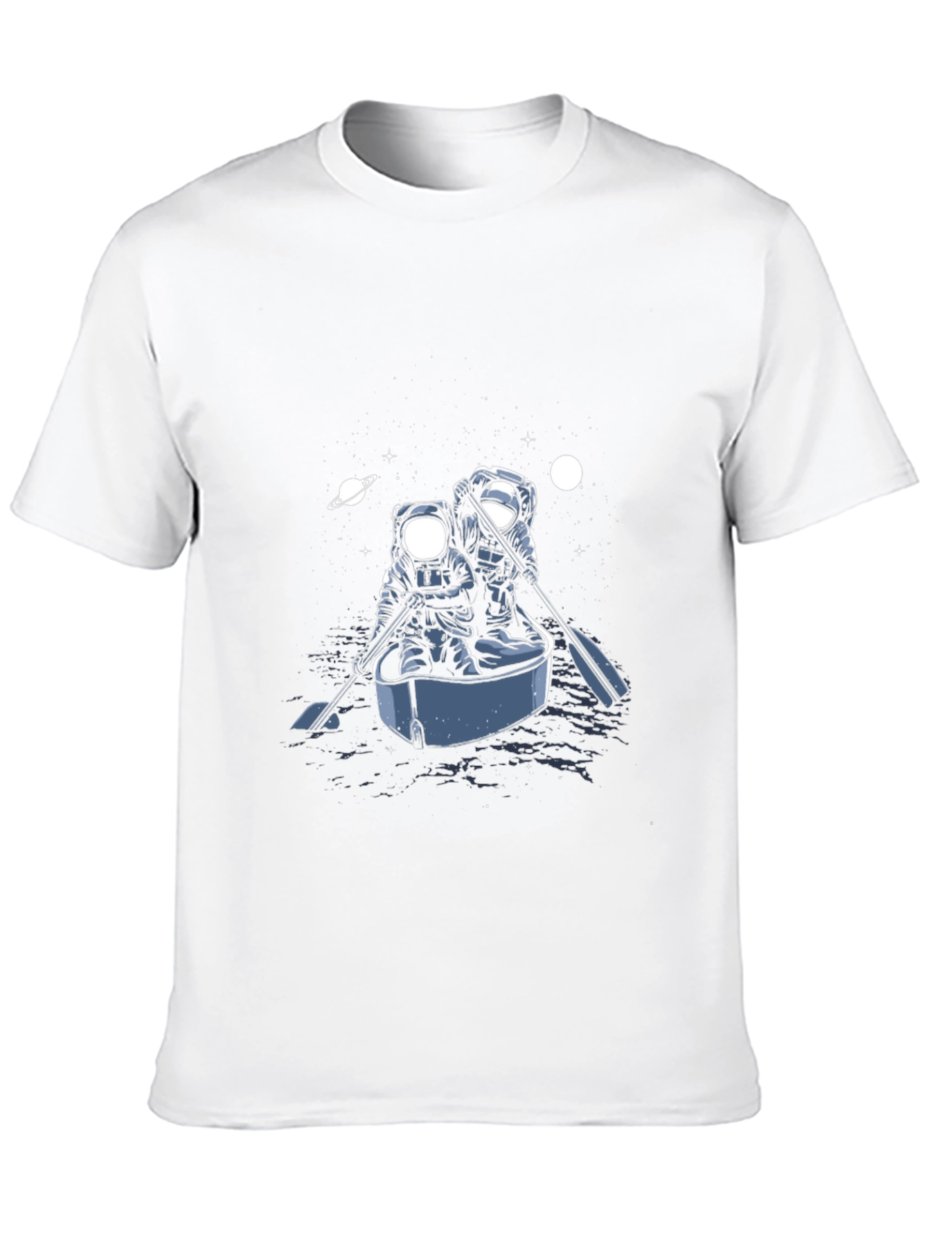 Astronauts in Boat Graphic Tee - Space Adventure Shirt