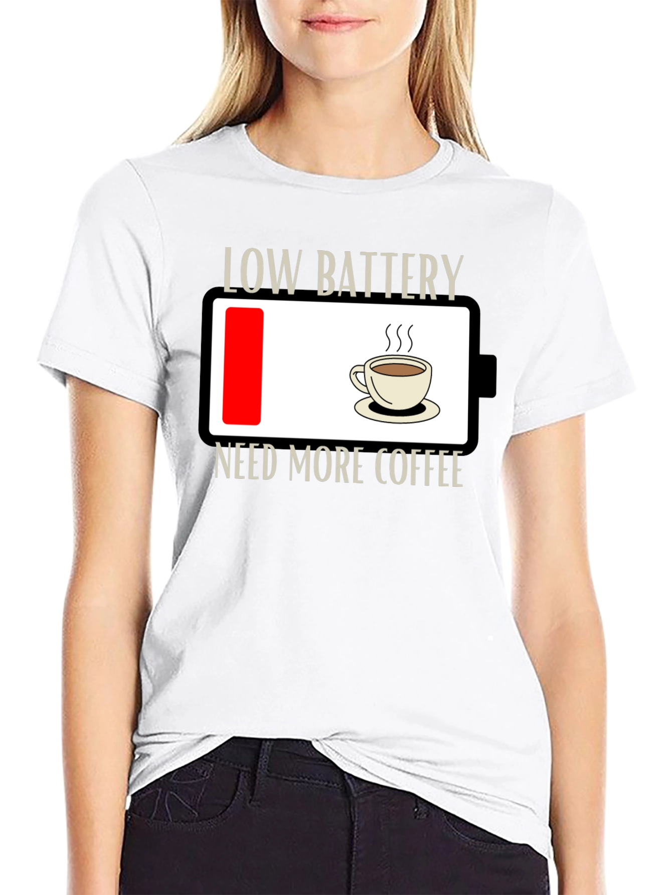 Low Battery Need Coffee T-Shirt - Funny Graphic Tee