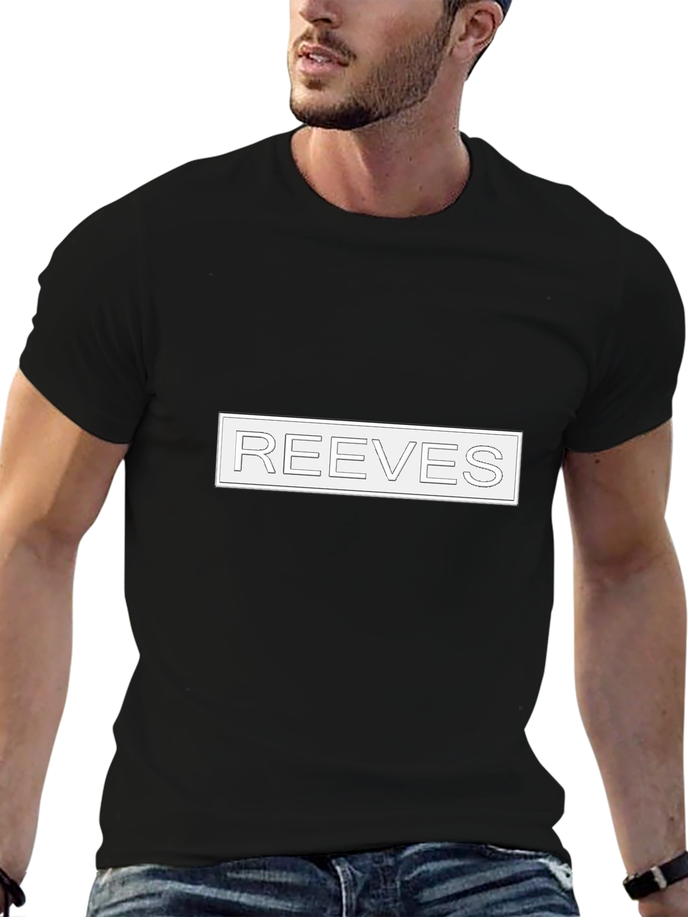 REEVES Text Graphic Black T-Shirt - Modern Style