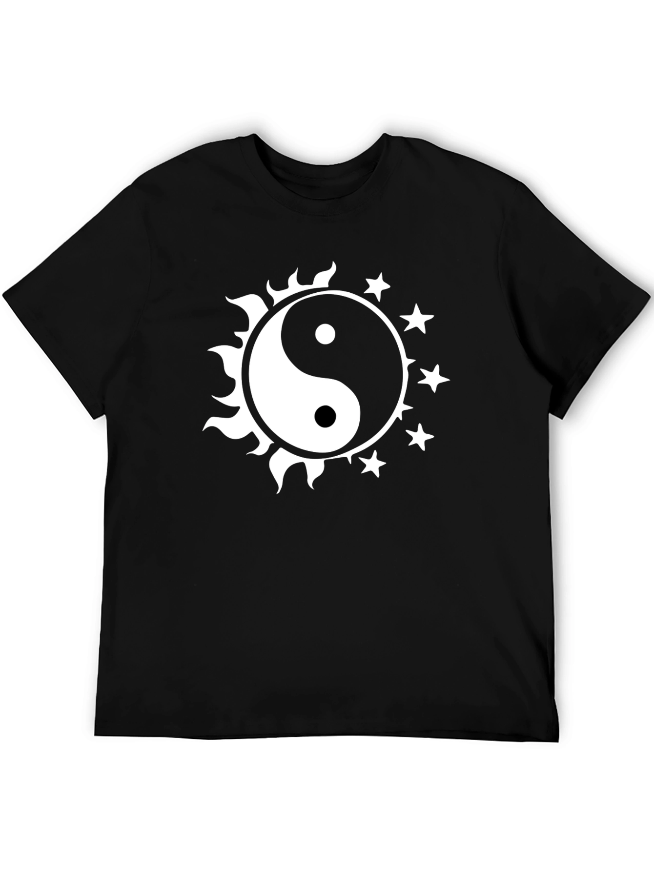 Yin Yang Sun & Stars Graphic Tee - Black