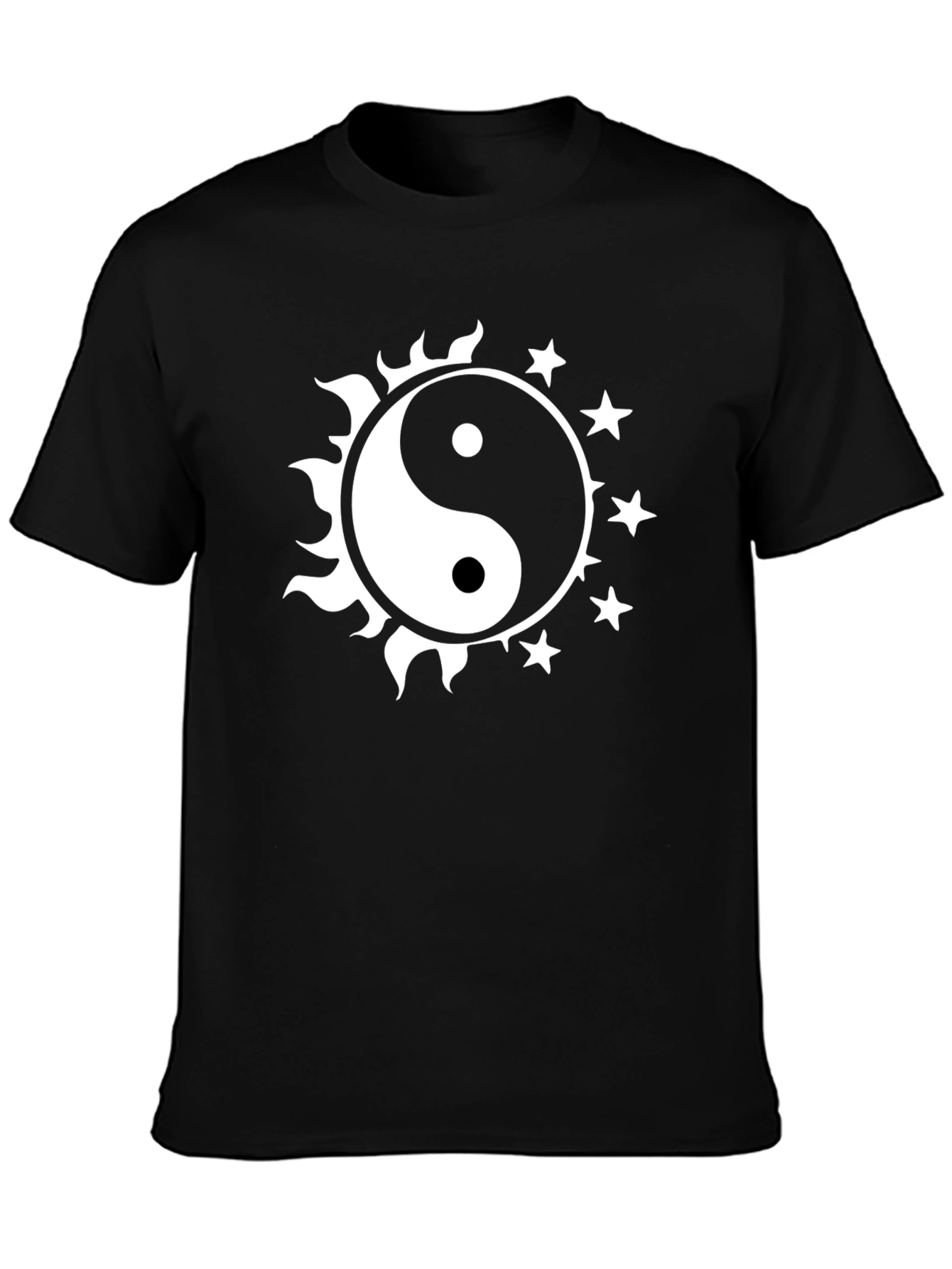 Yin Yang Sun & Stars Graphic Tee - Black