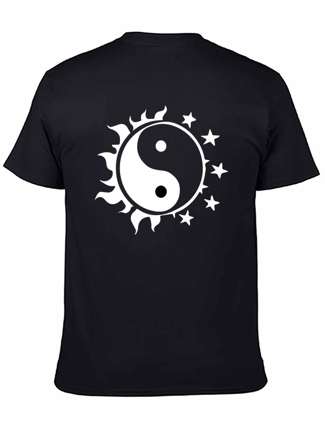 Yin Yang Sun & Stars Graphic Tee - Black