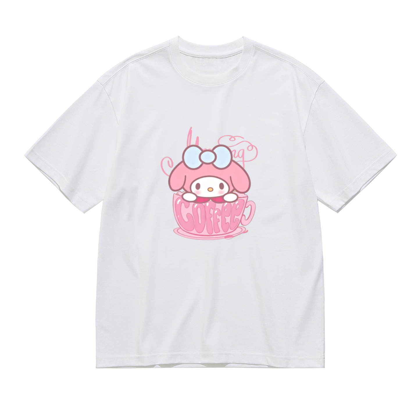 Sweet My Melody Coffee Cup Print Plus?Size Ladies T?Shirt