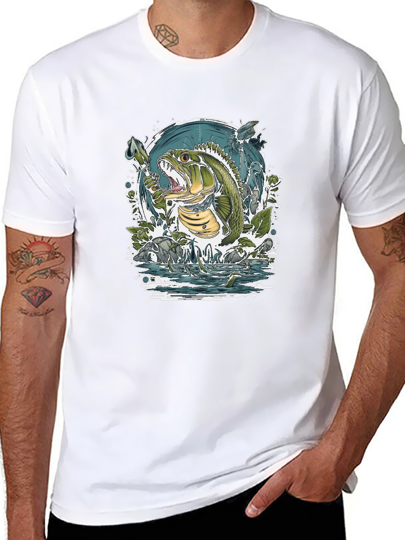 Bass Fishing T-Shirt - Graphic Print