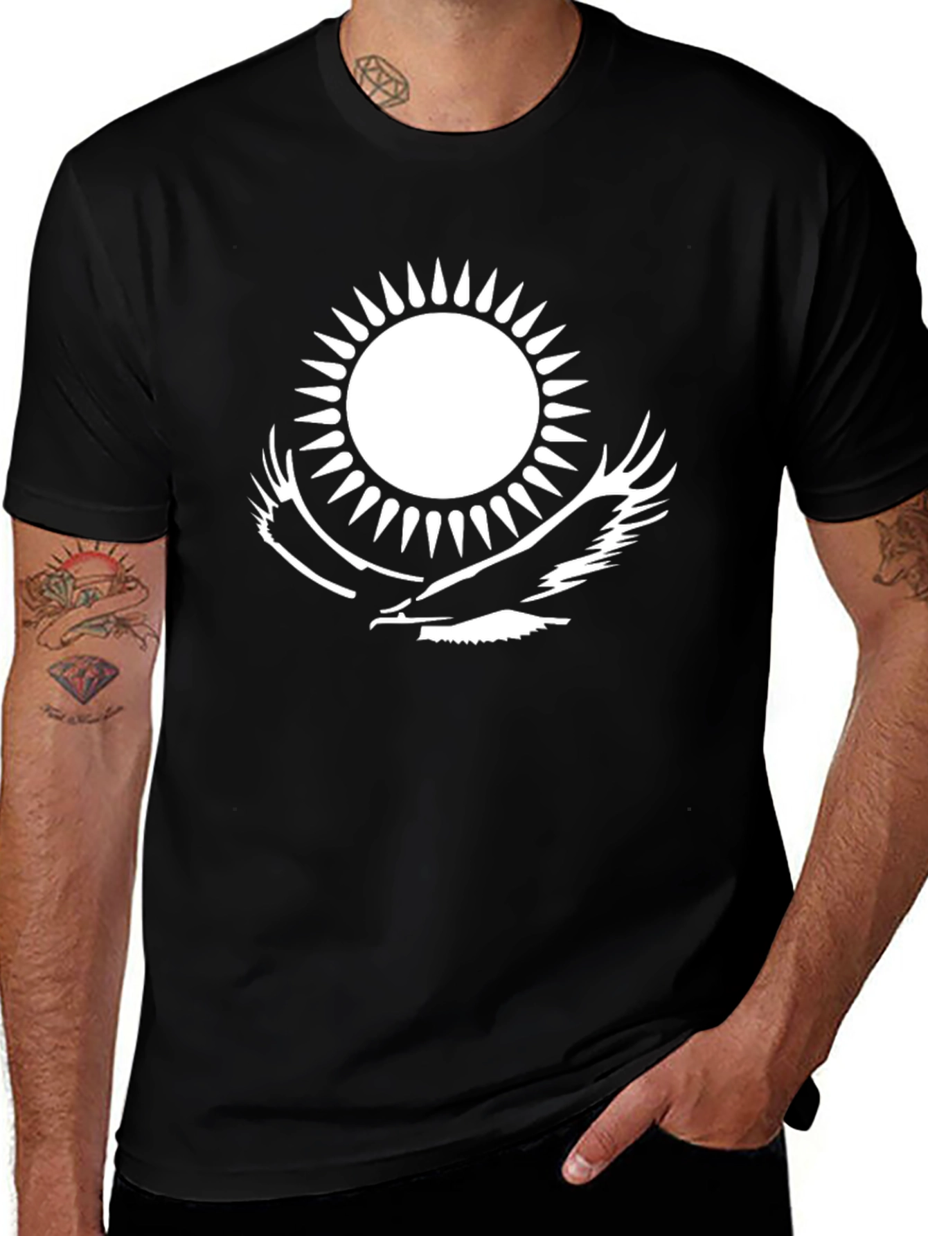 Kazakhstan Flag Graphic T-Shirt - Black